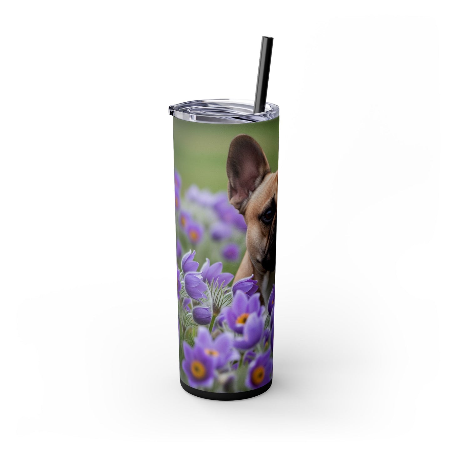 French Bulldog Skinny Tumbler with Straw, 20oz