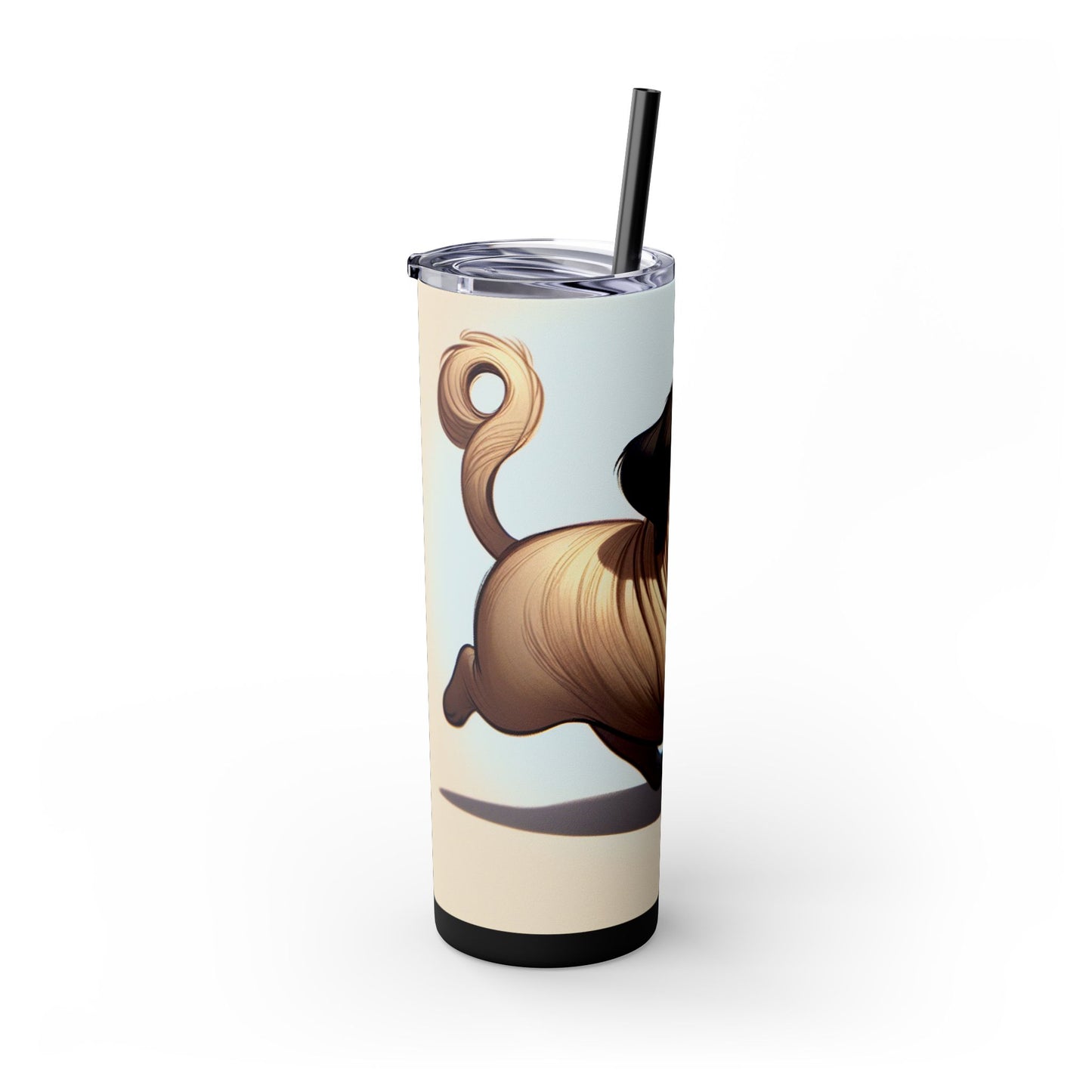 Pug Skinny Tumbler with Straw, 20oz