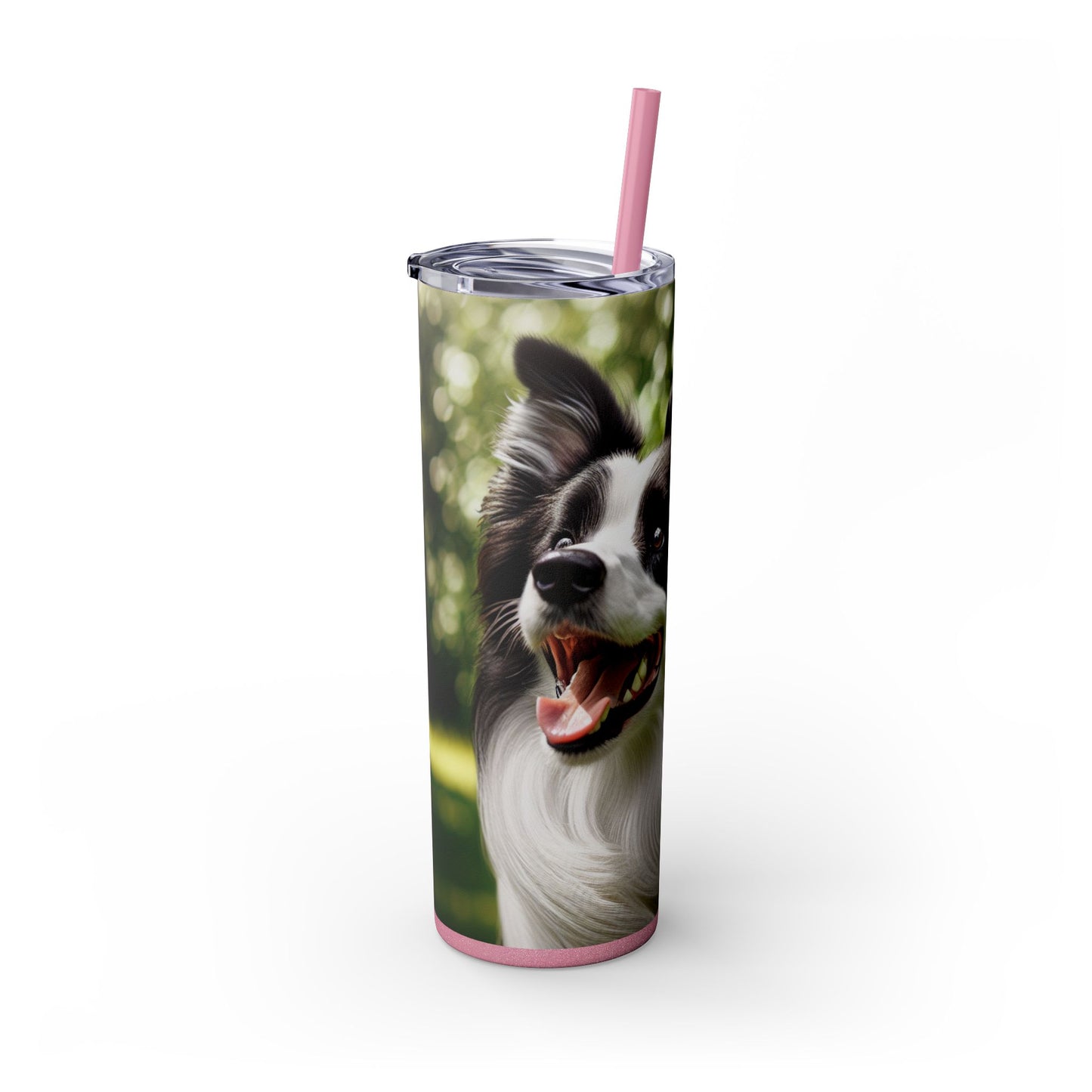 Border Collie Skinny Tumbler with Straw, 20oz