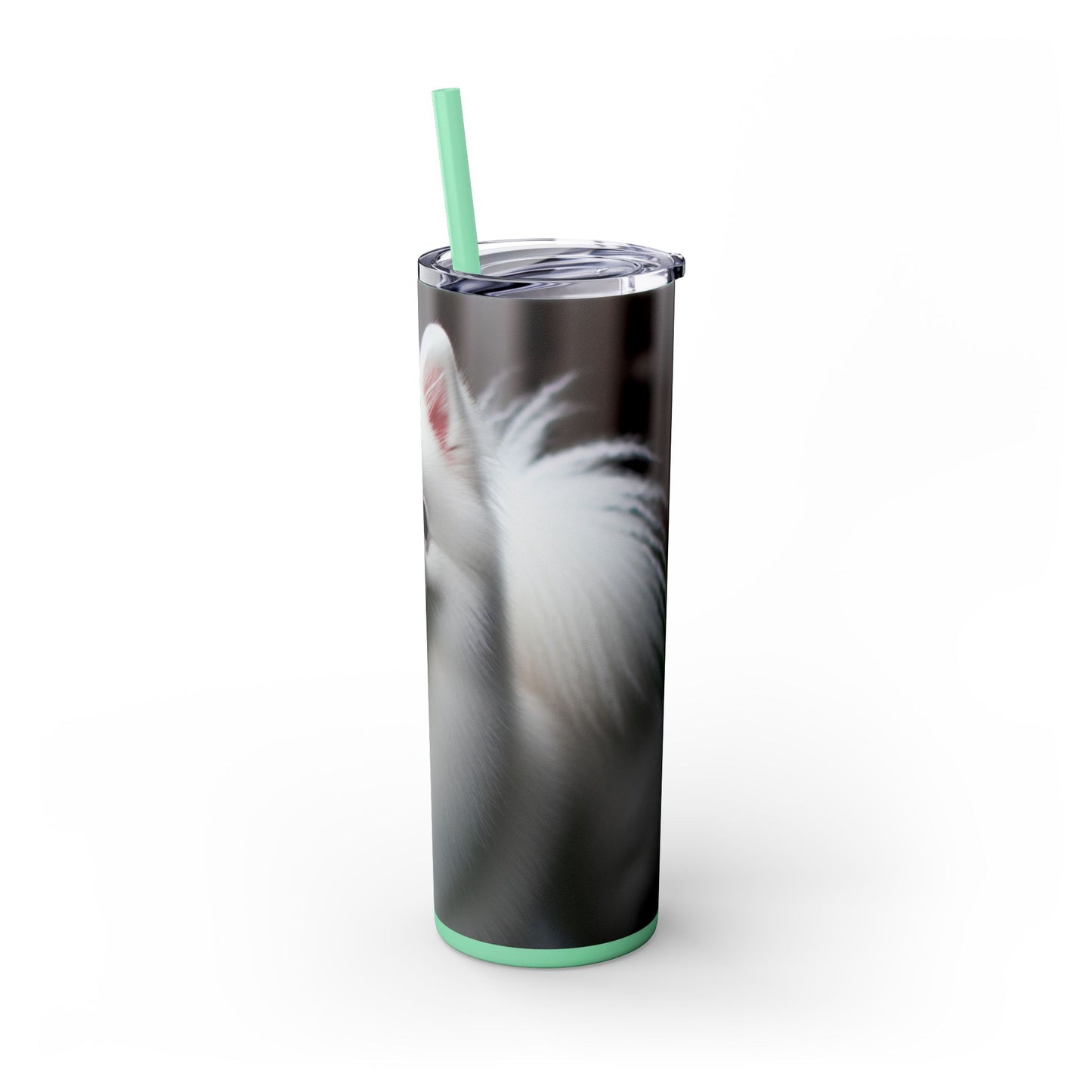 American Eskimo Dog Skinny Tumbler with Straw, 20oz