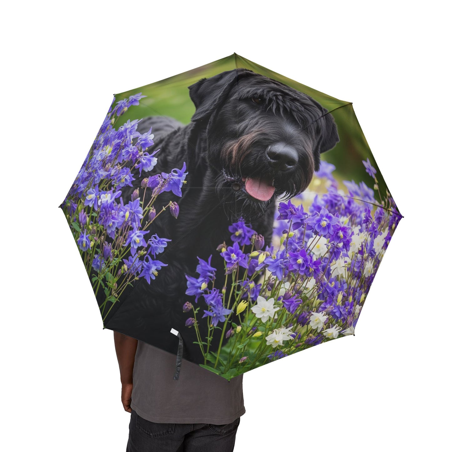 Black Russian Terrier Semi-Automatic Foldable Umbrella