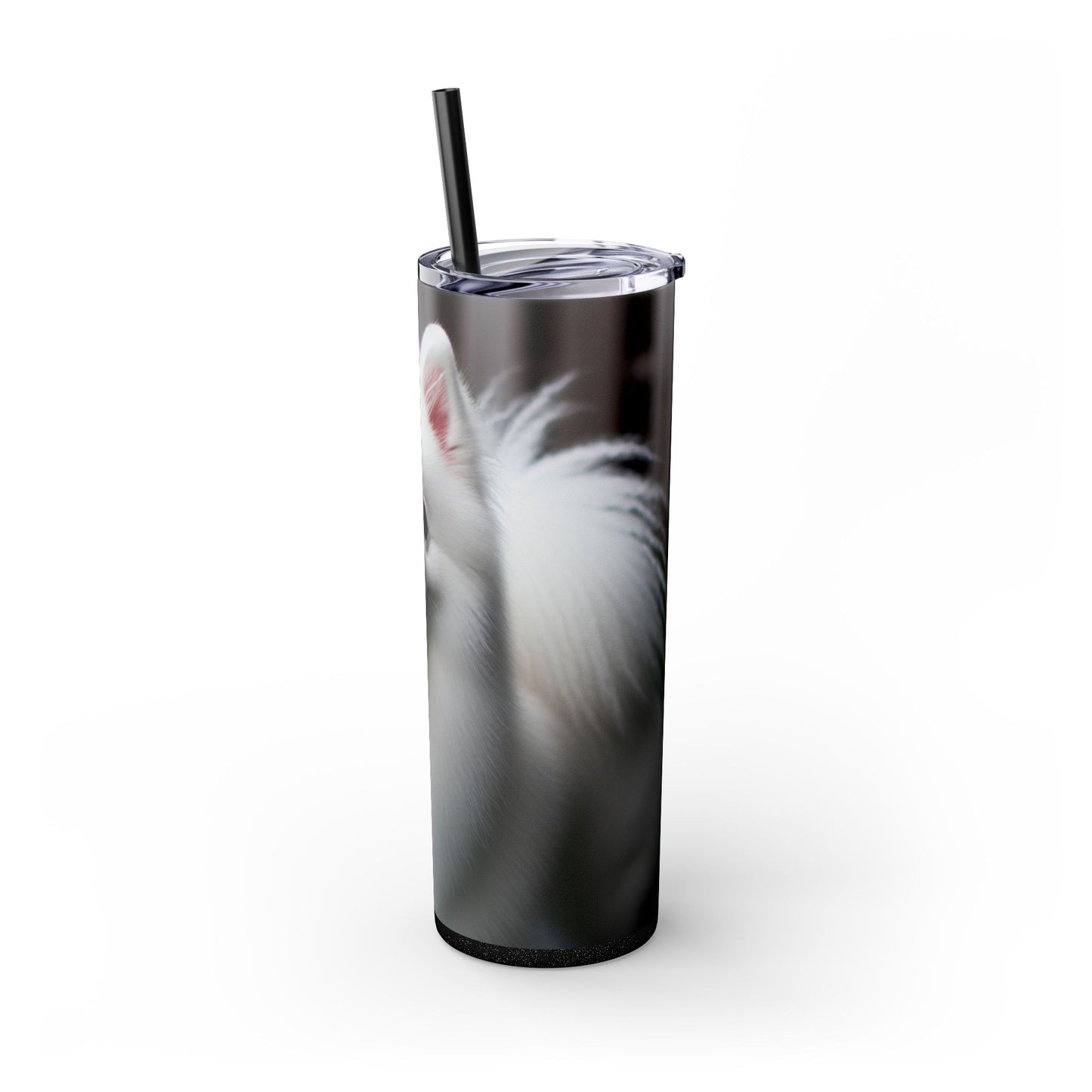 American Eskimo Dog Skinny Tumbler with Straw, 20oz