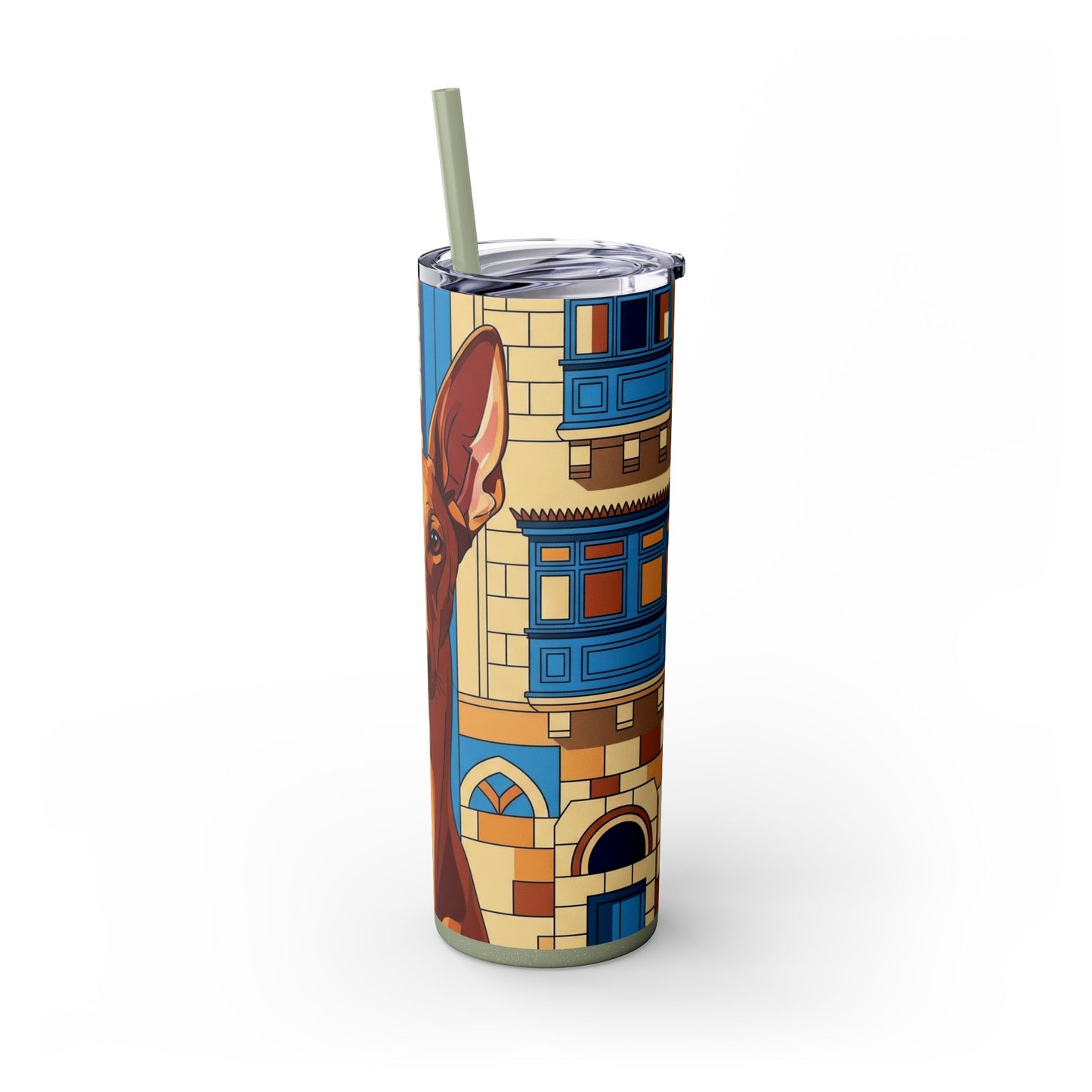 Pharaoh Hound Skinny Tumbler with Straw, 20oz