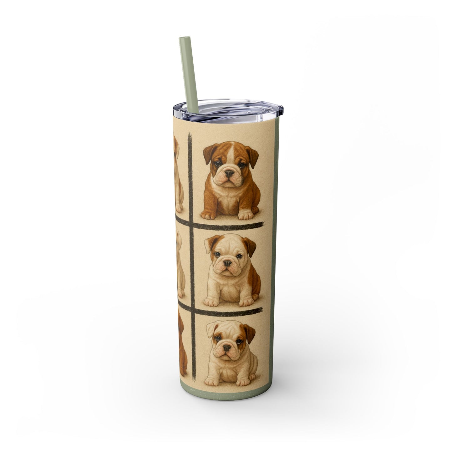 Bulldog puppies Tumbler with Straw, 20oz