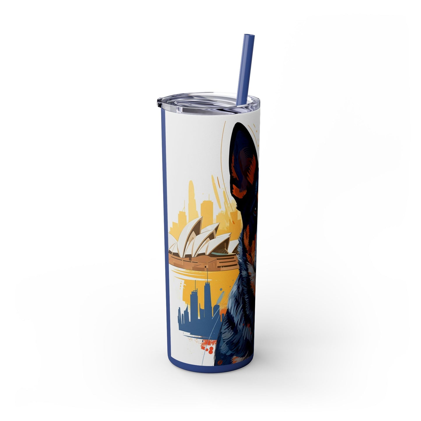 Australian Cattle Dog Skinny Tumbler with Straw, 20oz