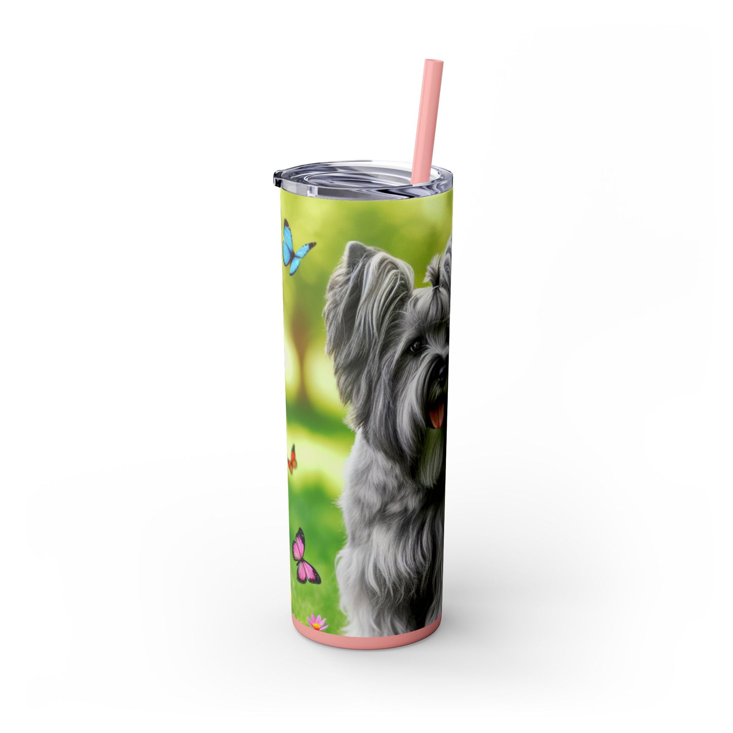 Skye Terrier Skinny Tumbler with Straw, 20oz