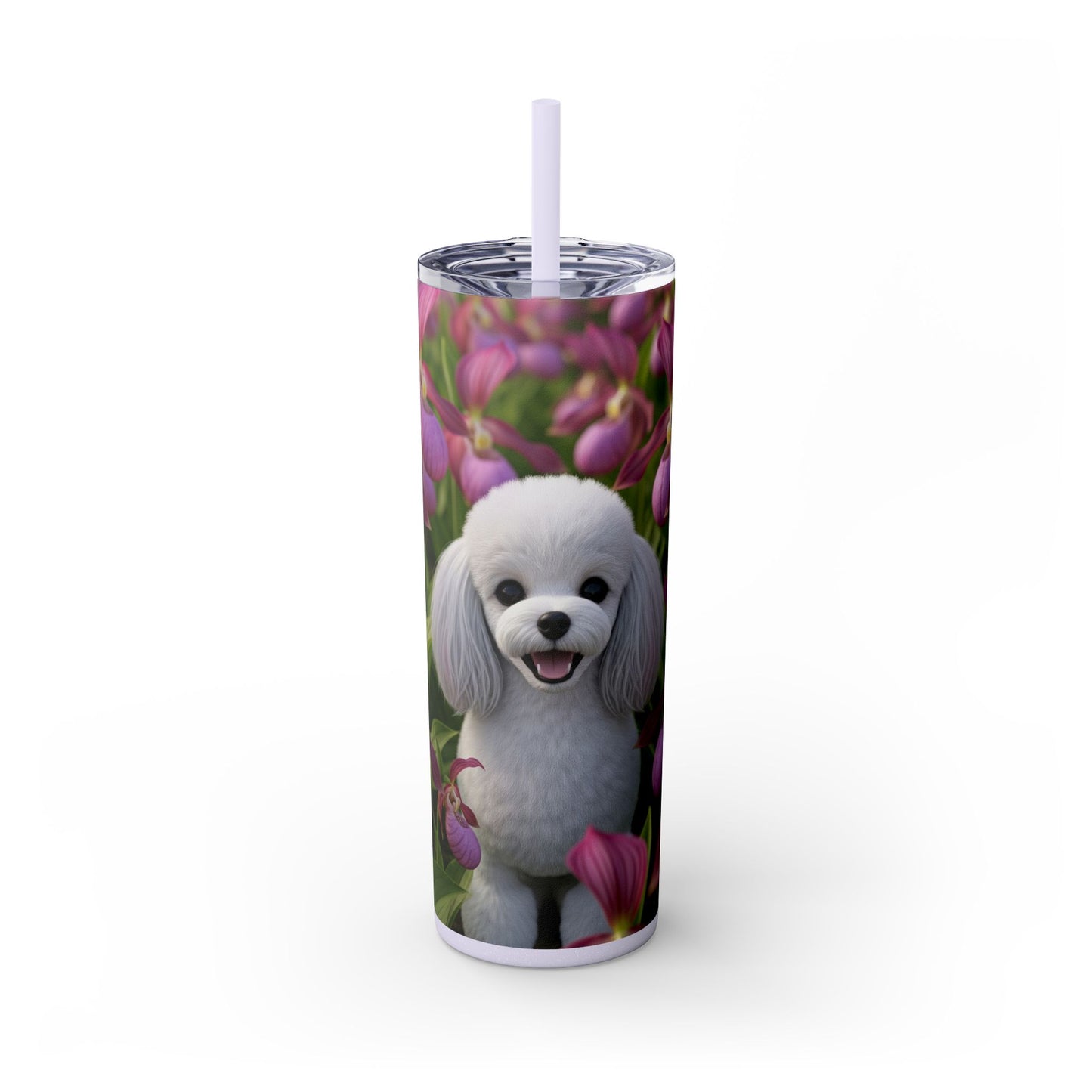 Toy Poodle Skinny Tumbler with Straw, 20oz