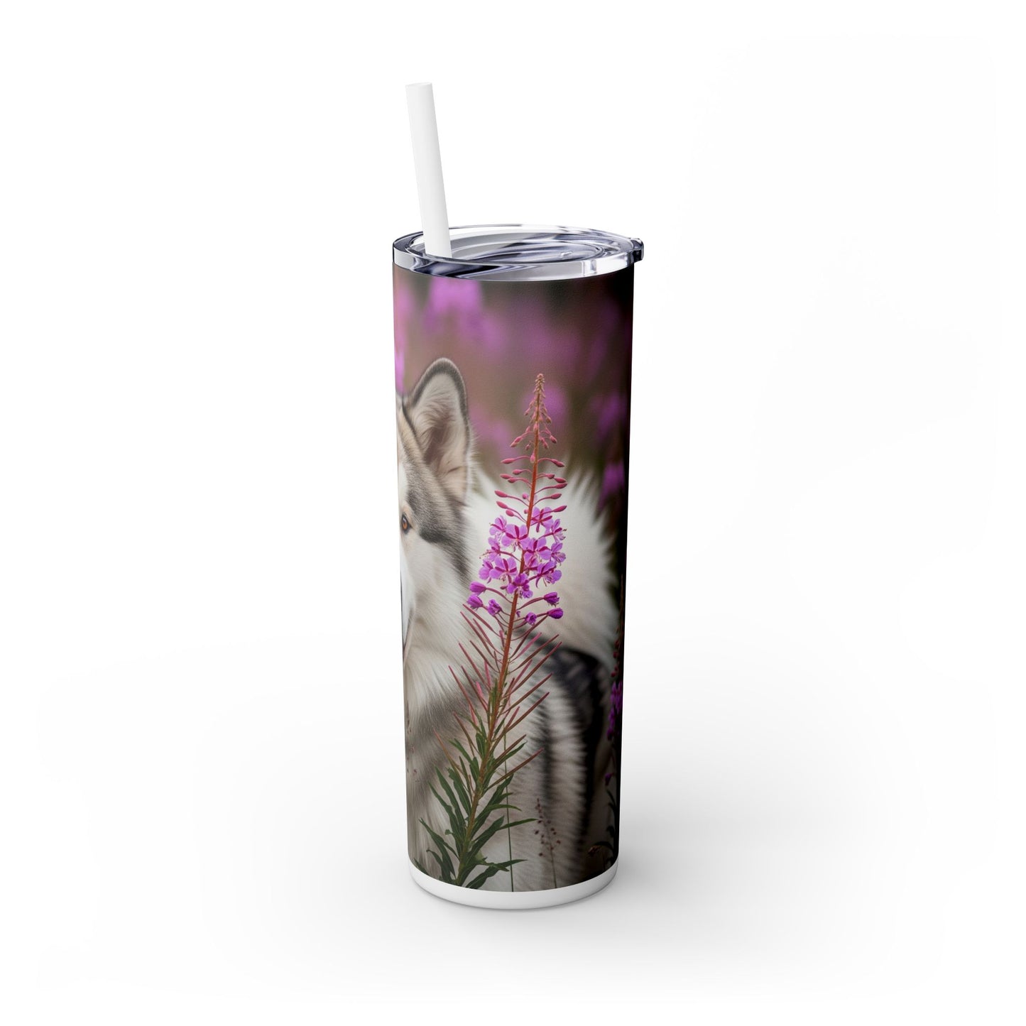 Alaskan Malamute Skinny Tumbler with Straw, 20oz