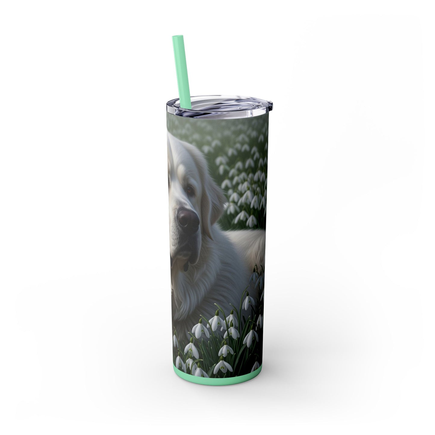 Pyrenean Mastiff Skinny Tumbler with Straw, 20oz