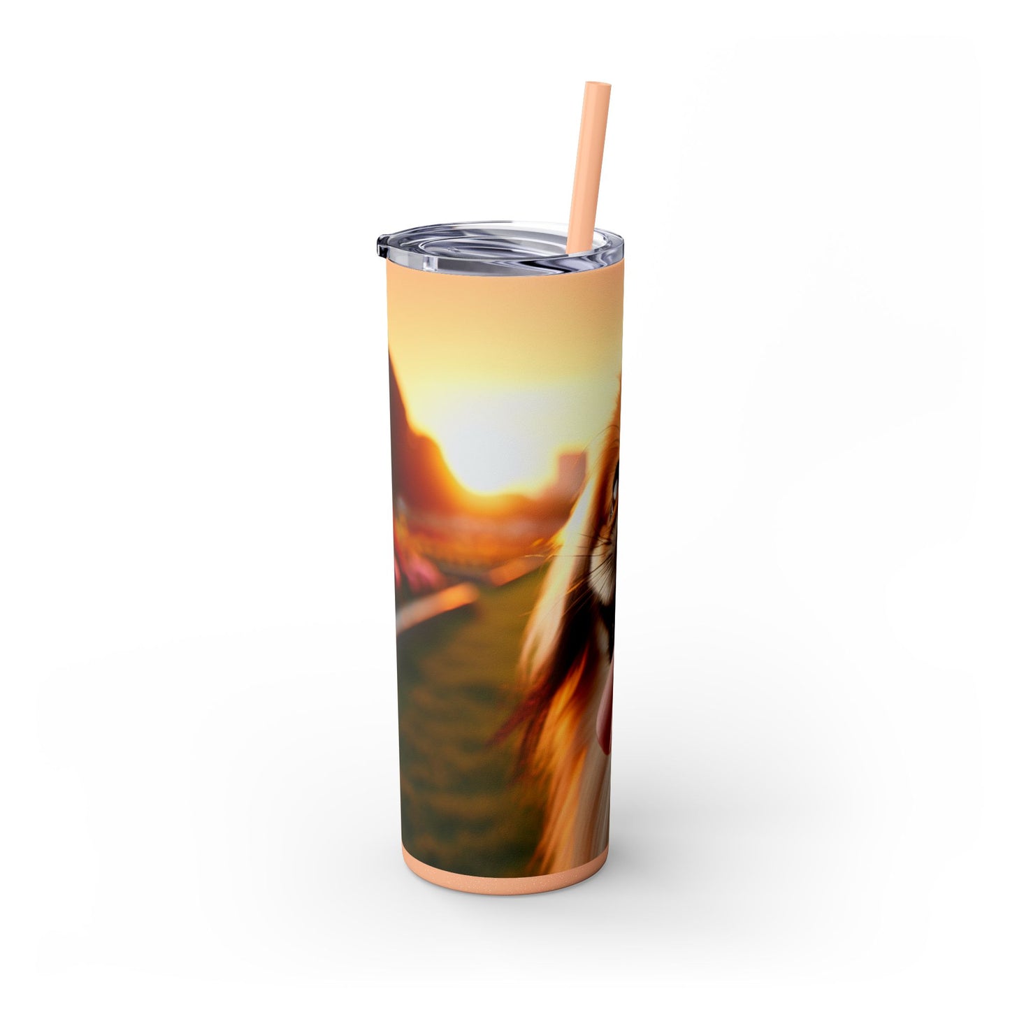 Pekingese Skinny Tumbler with Straw, 20oz