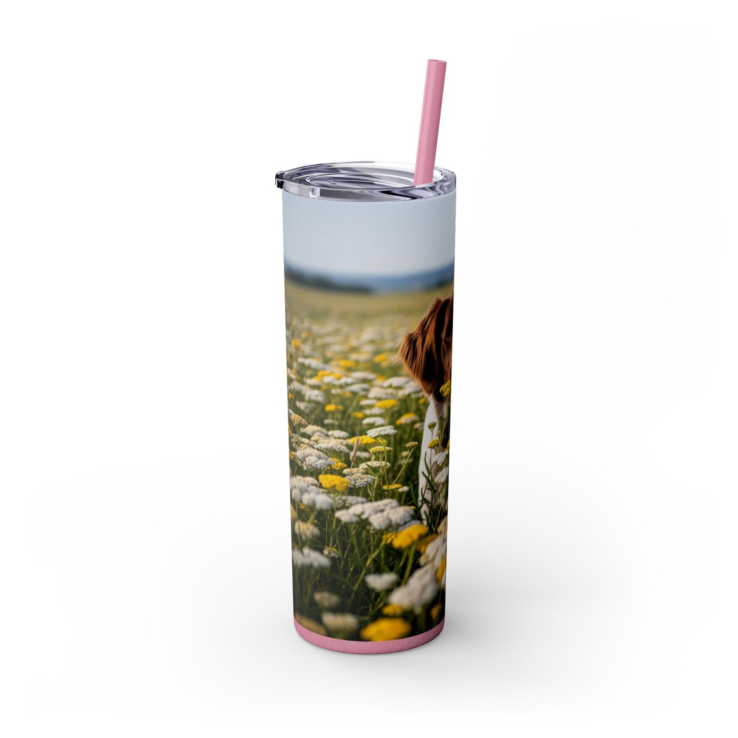 Drentsche Patrijshond Skinny Tumbler with Straw, 20oz