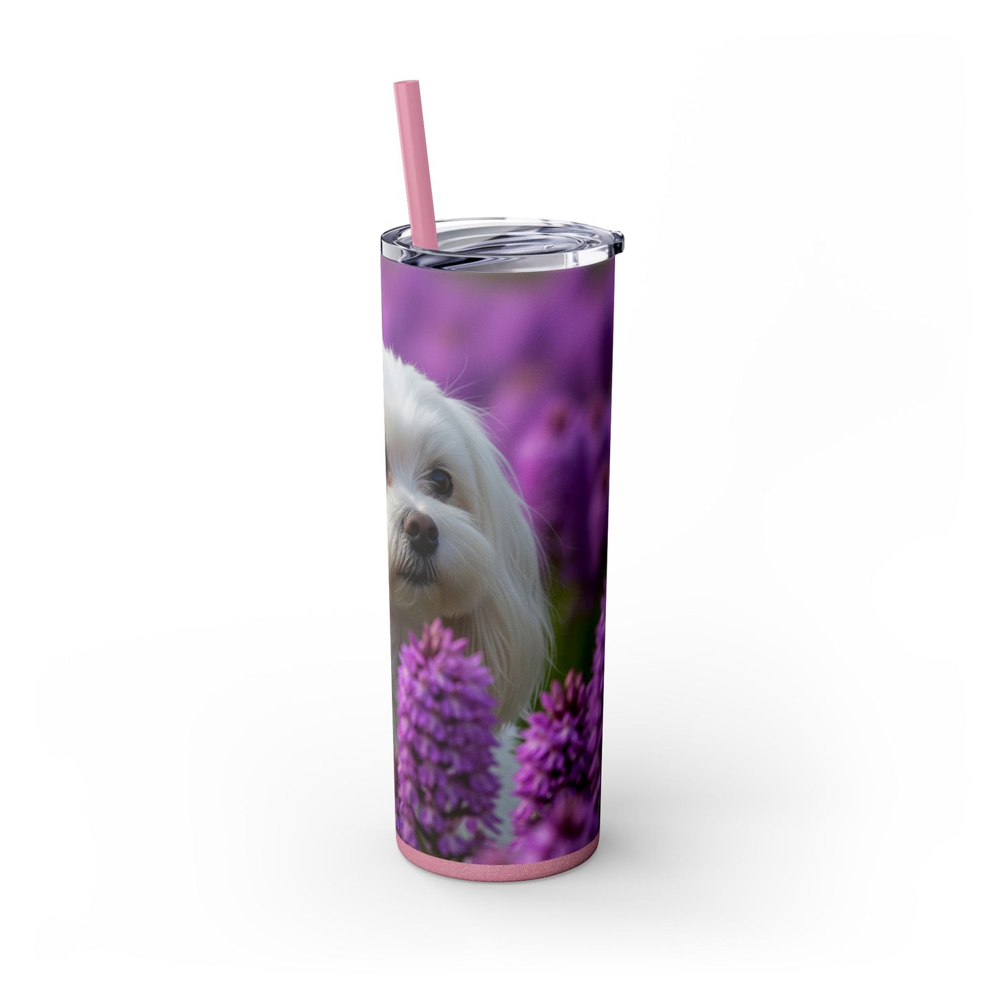 Maltese Skinny Tumbler with Straw, 20oz