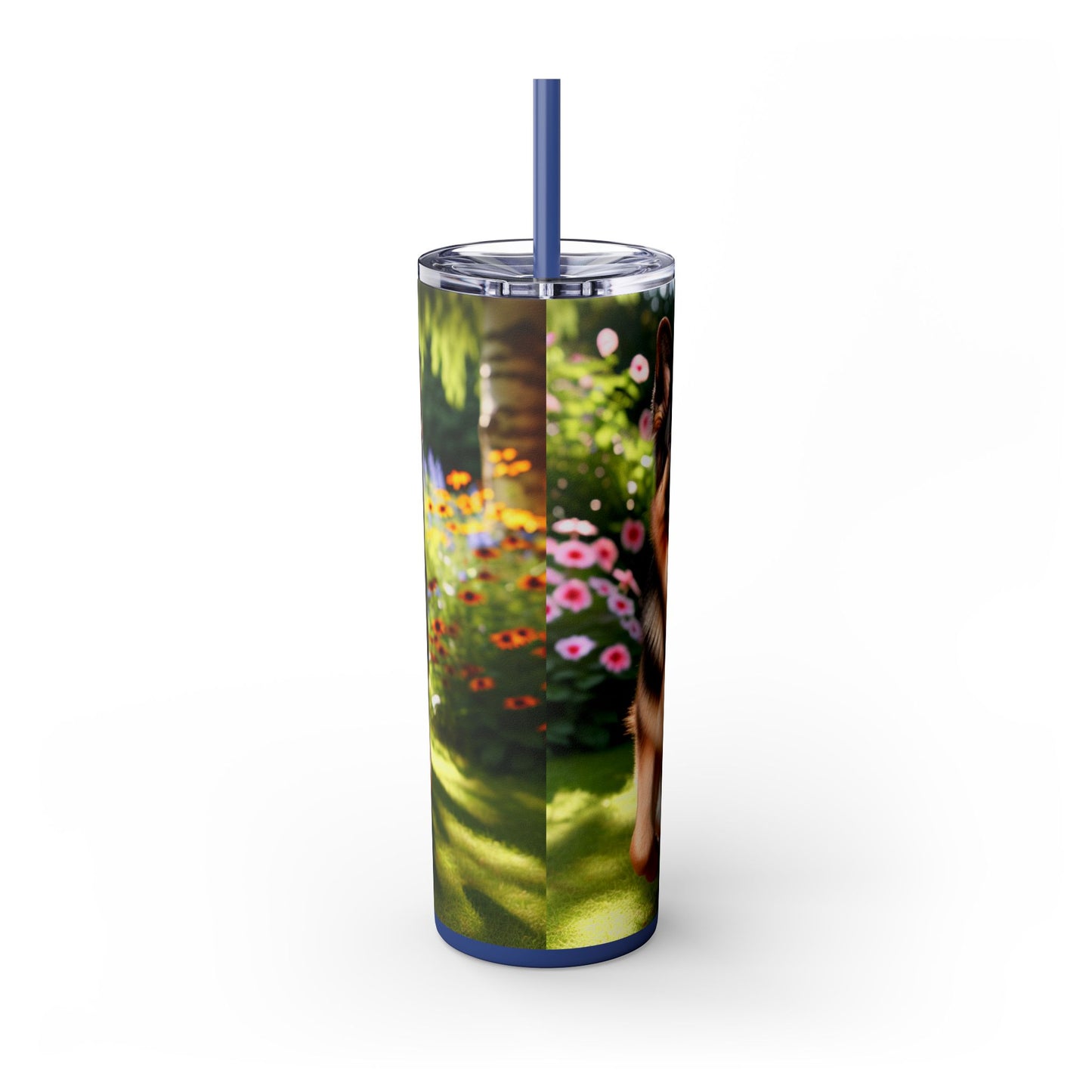 German Shepherd Skinny Tumbler with Straw, 20oz