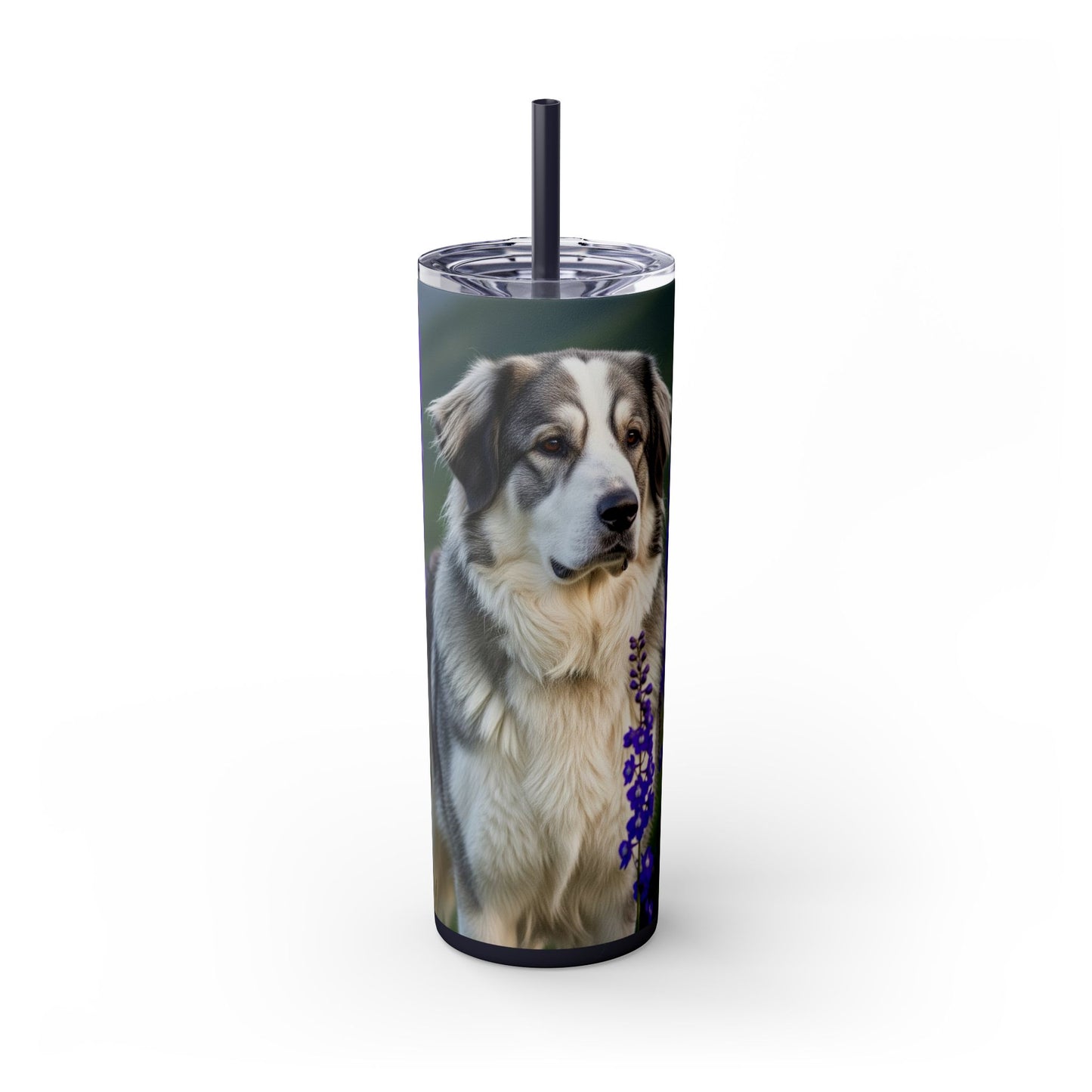 Tatra Shepherd Dog Skinny Tumbler with Straw, 20oz