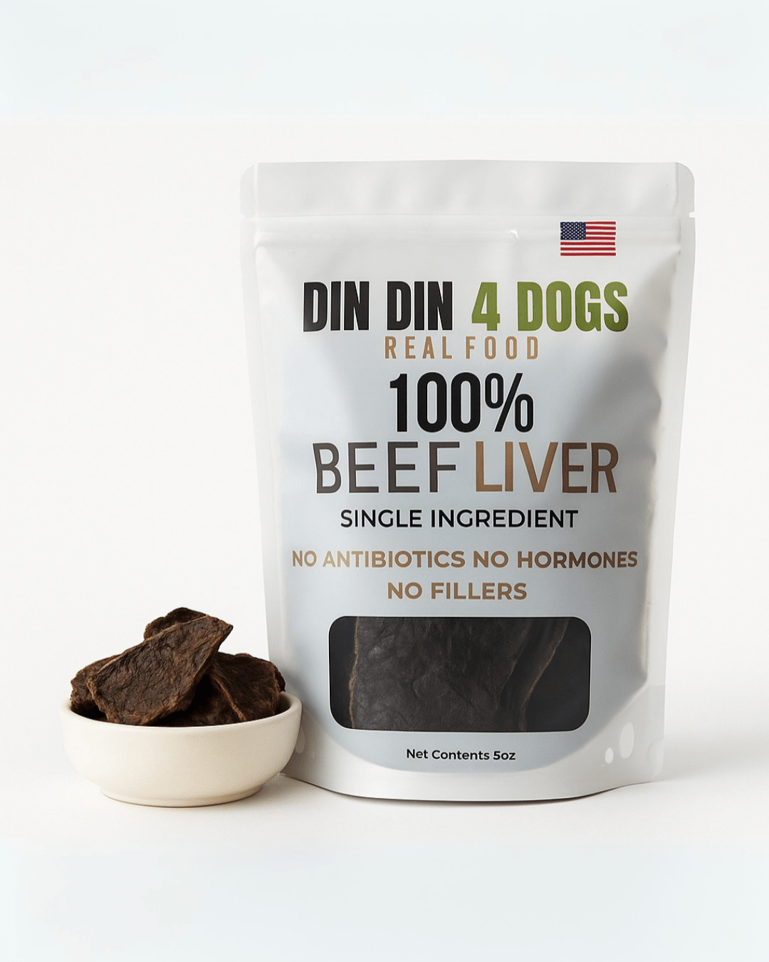 Premios para perros 100 % de hígado de res, bolsa de 147 g, un solo ingrediente, alto contenido de proteínas
