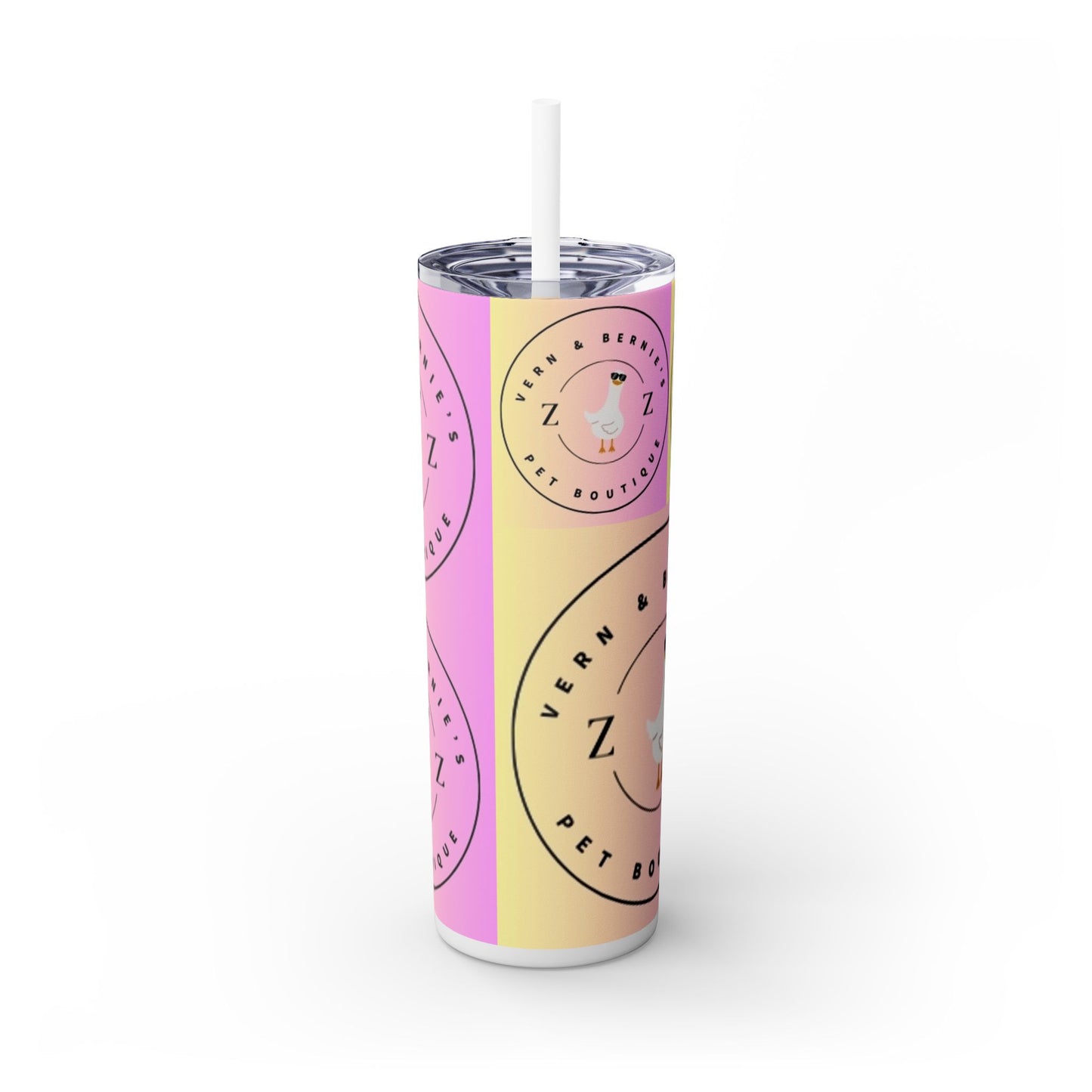 Vern and Bernie's Skinny Tumbler with Straw, 20oz