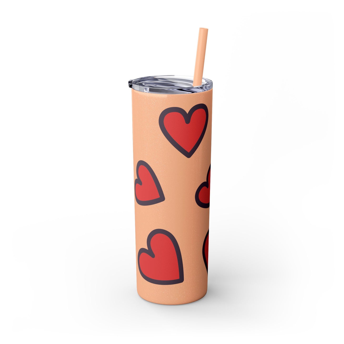 Hearts Skinny Tumbler with Straw, 20oz