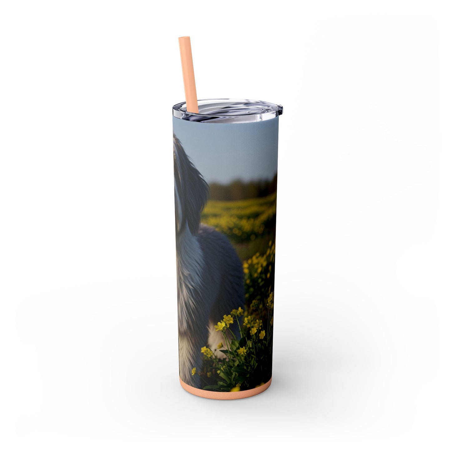 Polish Lowland Sheepdog Skinny Tumbler with Straw, 20oz