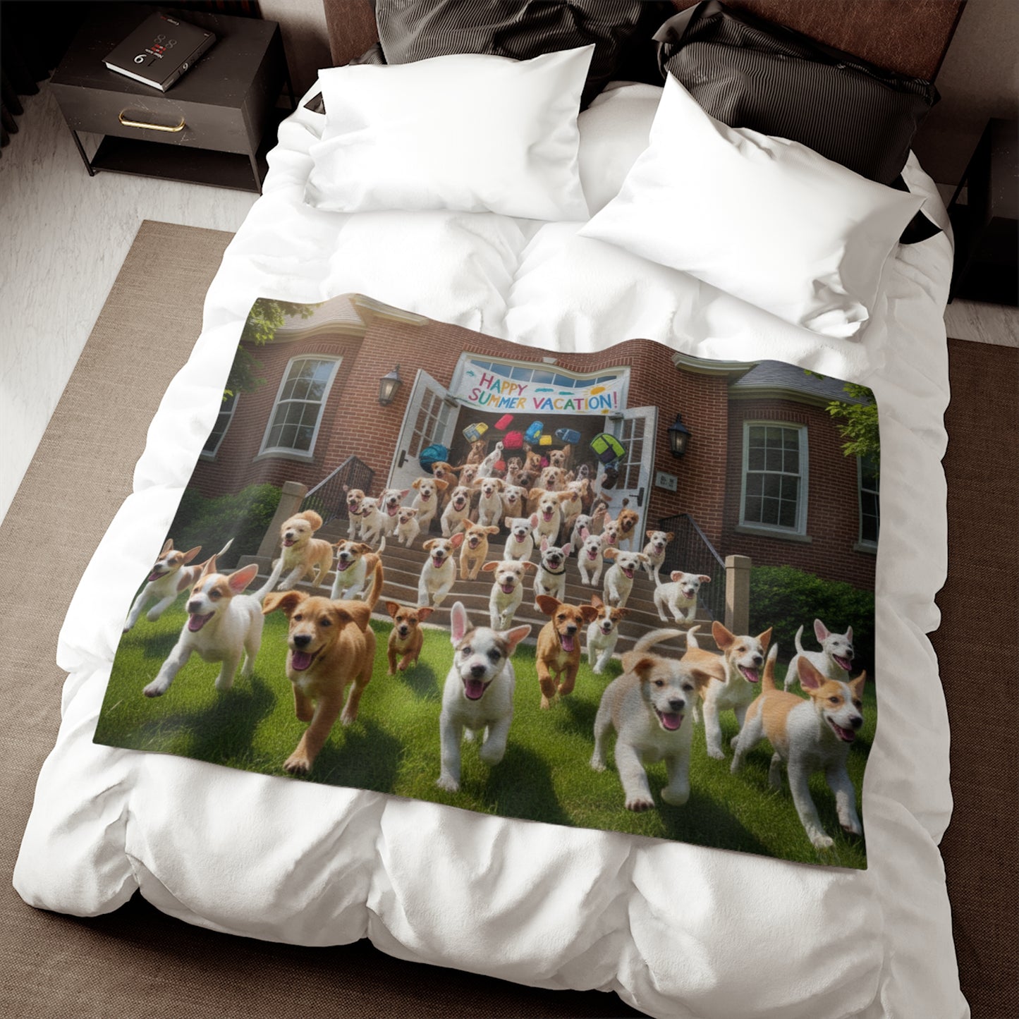 Puppies Start of Summer Vacation Blanket