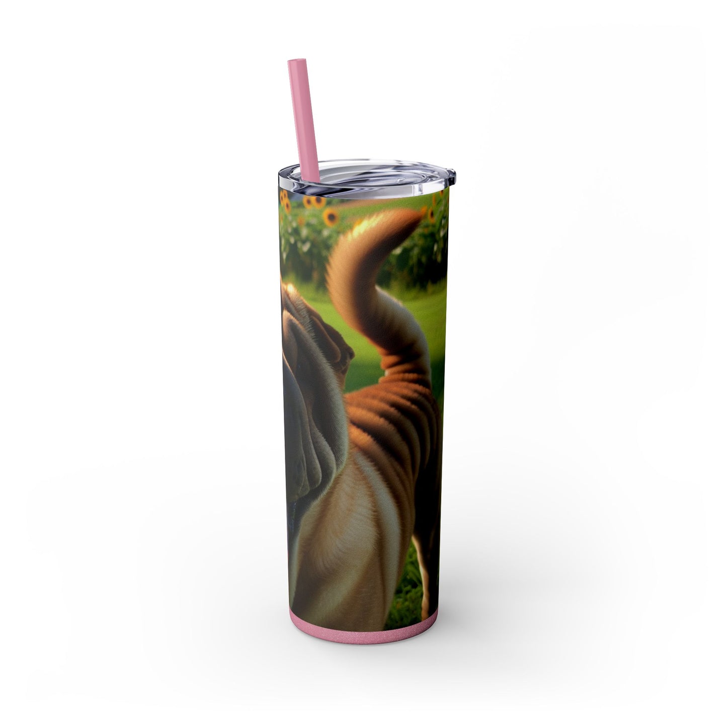Shar Pei Skinny Tumbler with Straw, 20oz