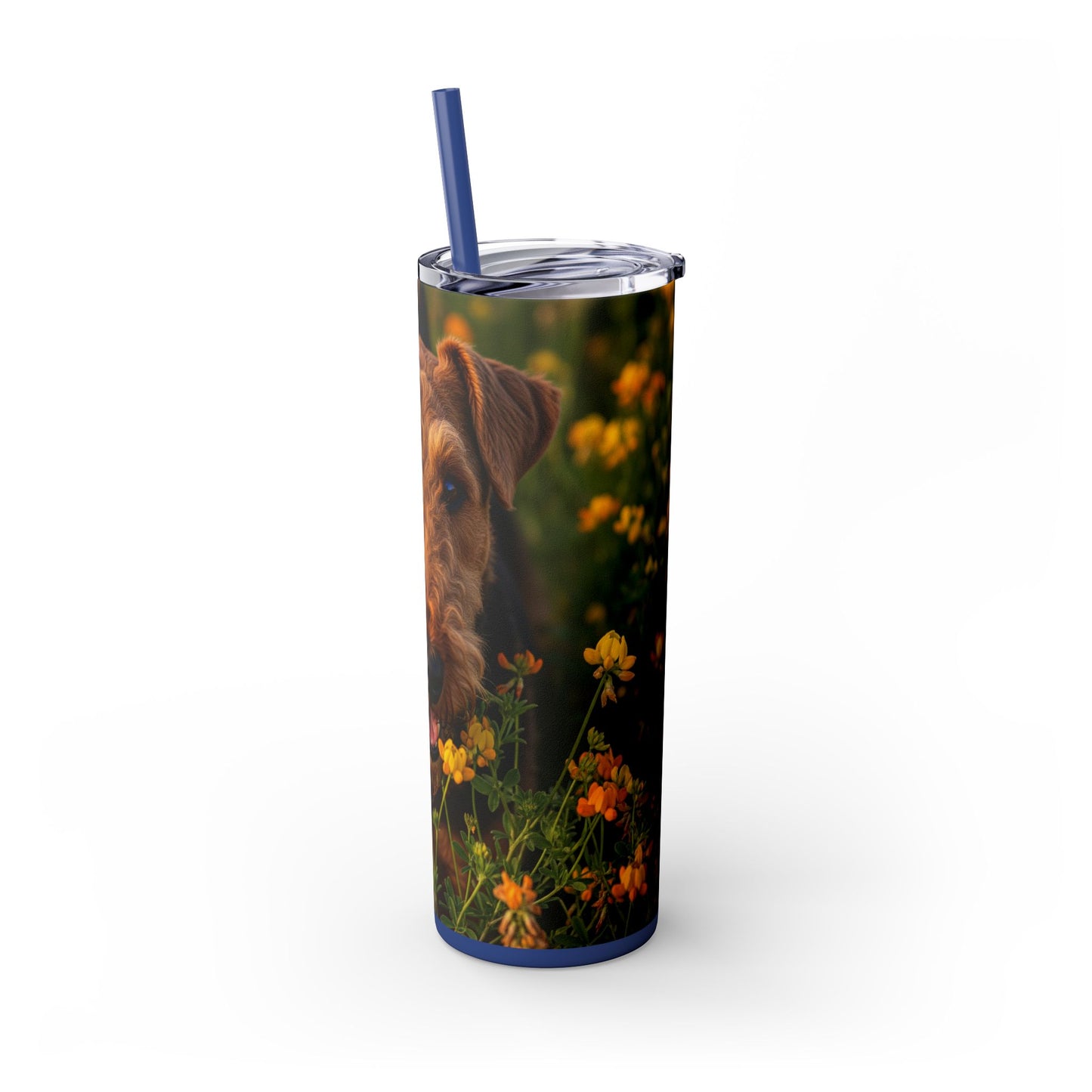 Airedale Terrier Skinny Tumbler with Straw, 20oz