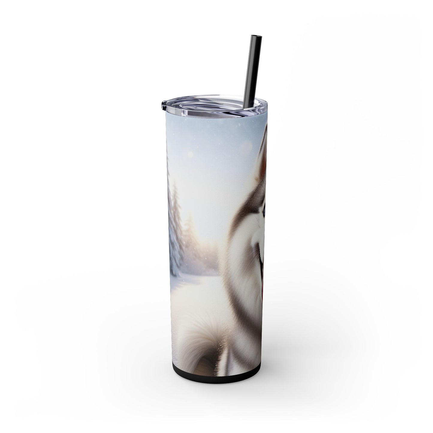 Siberian Husky Skinny Tumbler with Straw, 20oz