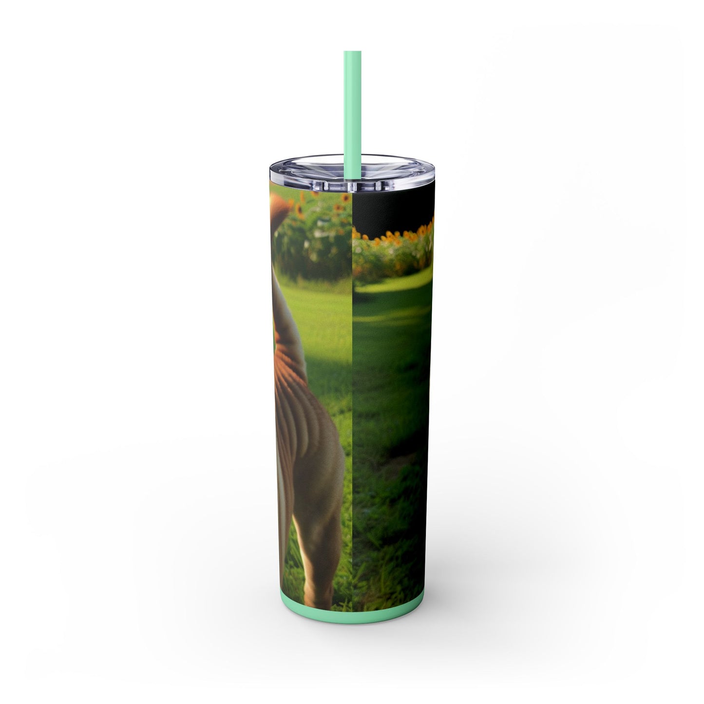 Shar Pei Skinny Tumbler with Straw, 20oz