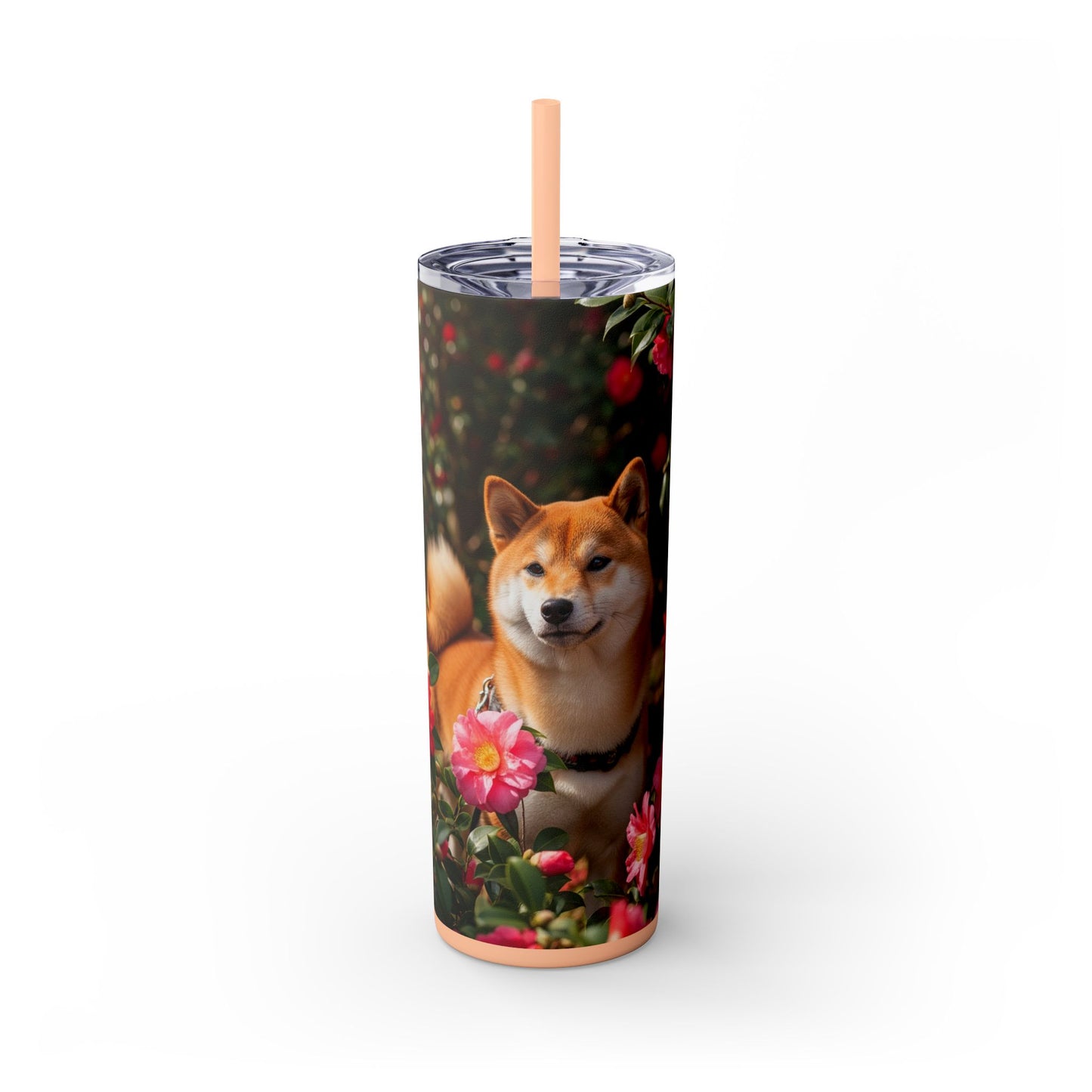 Shiba Inu Skinny Tumbler with Straw, 20oz
