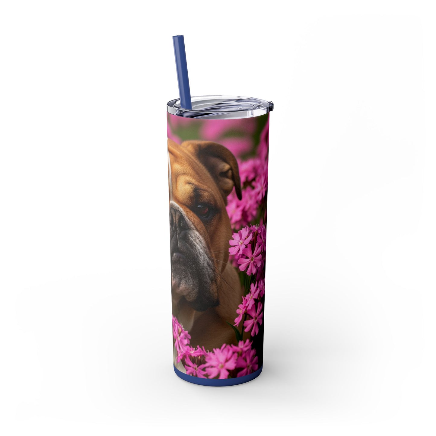 Bulldog Skinny Tumbler with Straw, 20oz