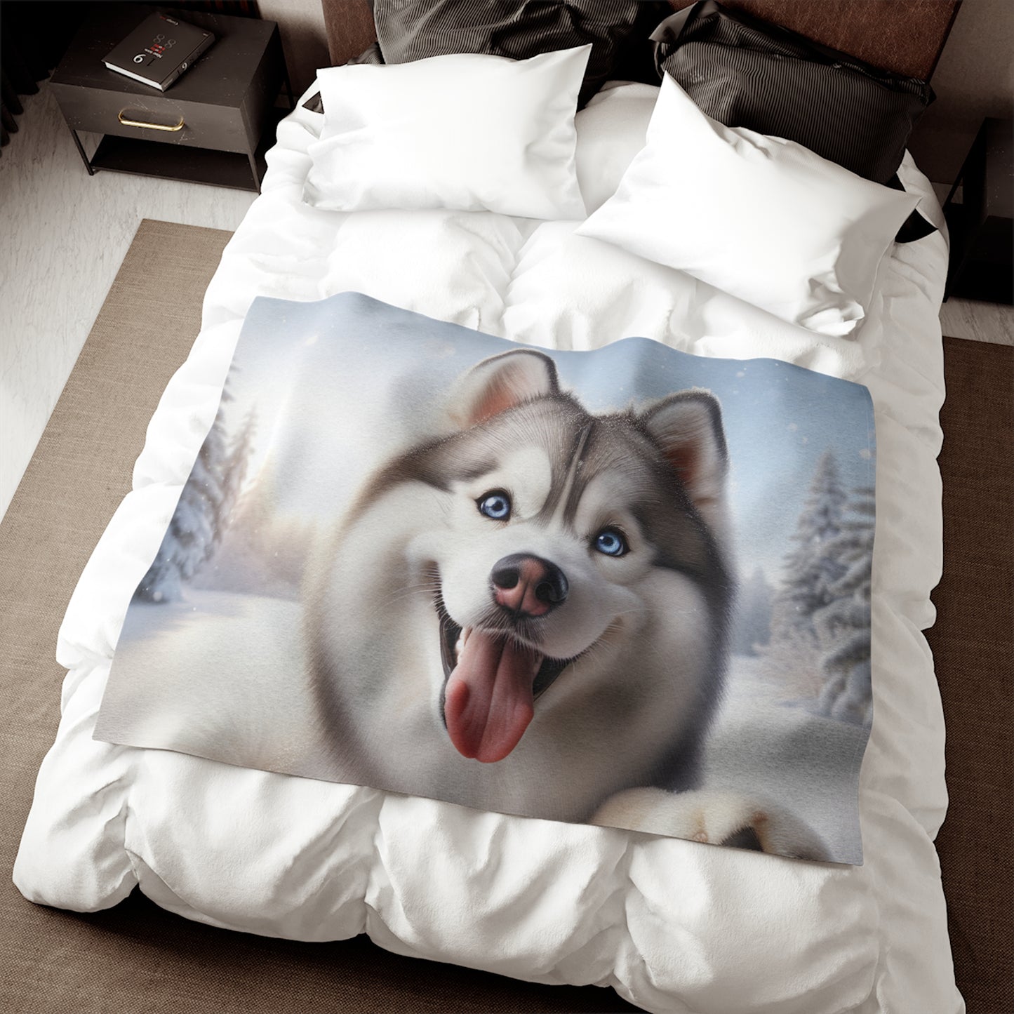 Manta de sudadera con diseño de husky siberiano