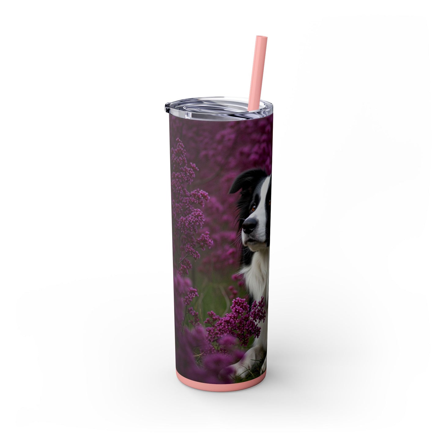 Border Collie Skinny Tumbler with Straw, 20oz