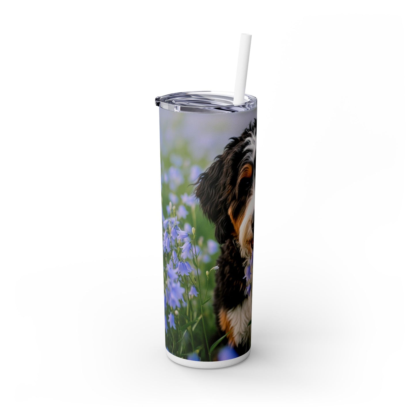 Bernedoodle Skinny Tumbler with Straw, 20oz