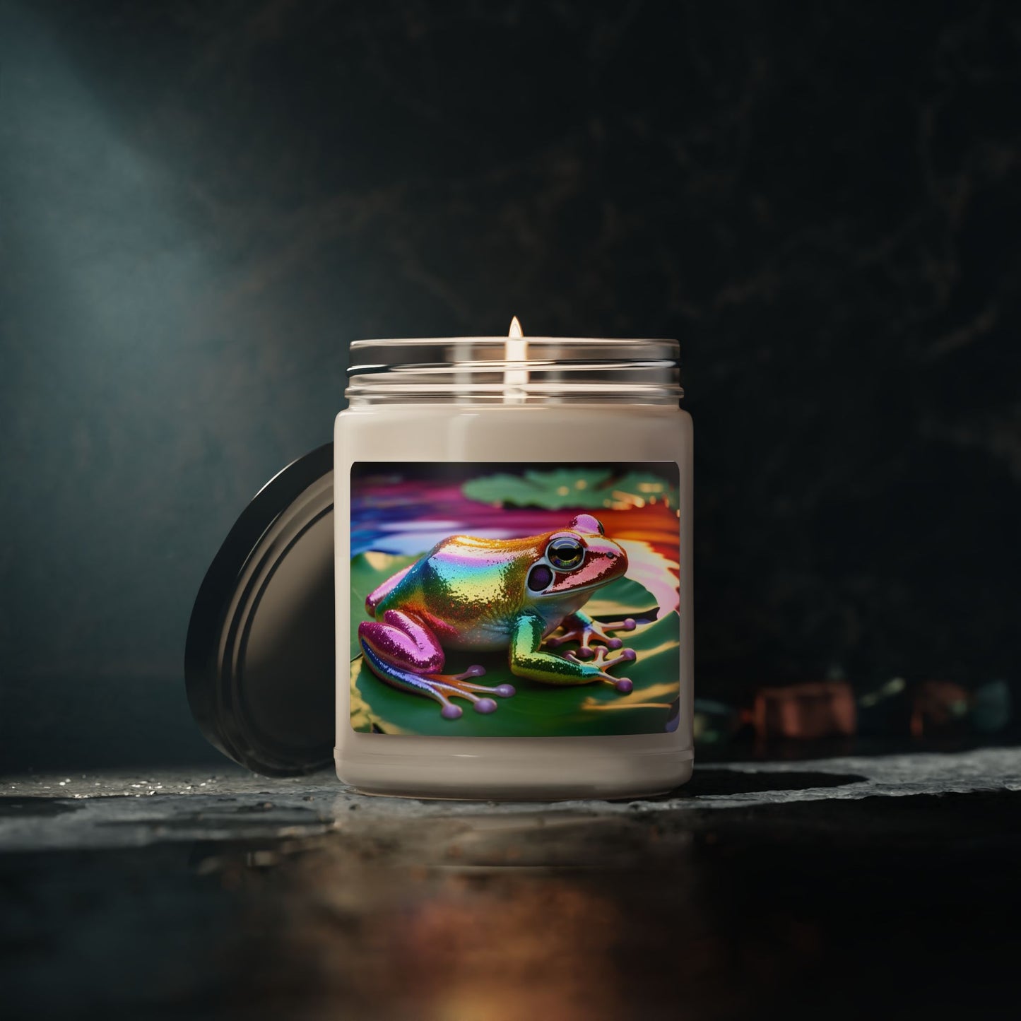 Rainbow Glittery Frog- Scented Soy Candle, 9oz