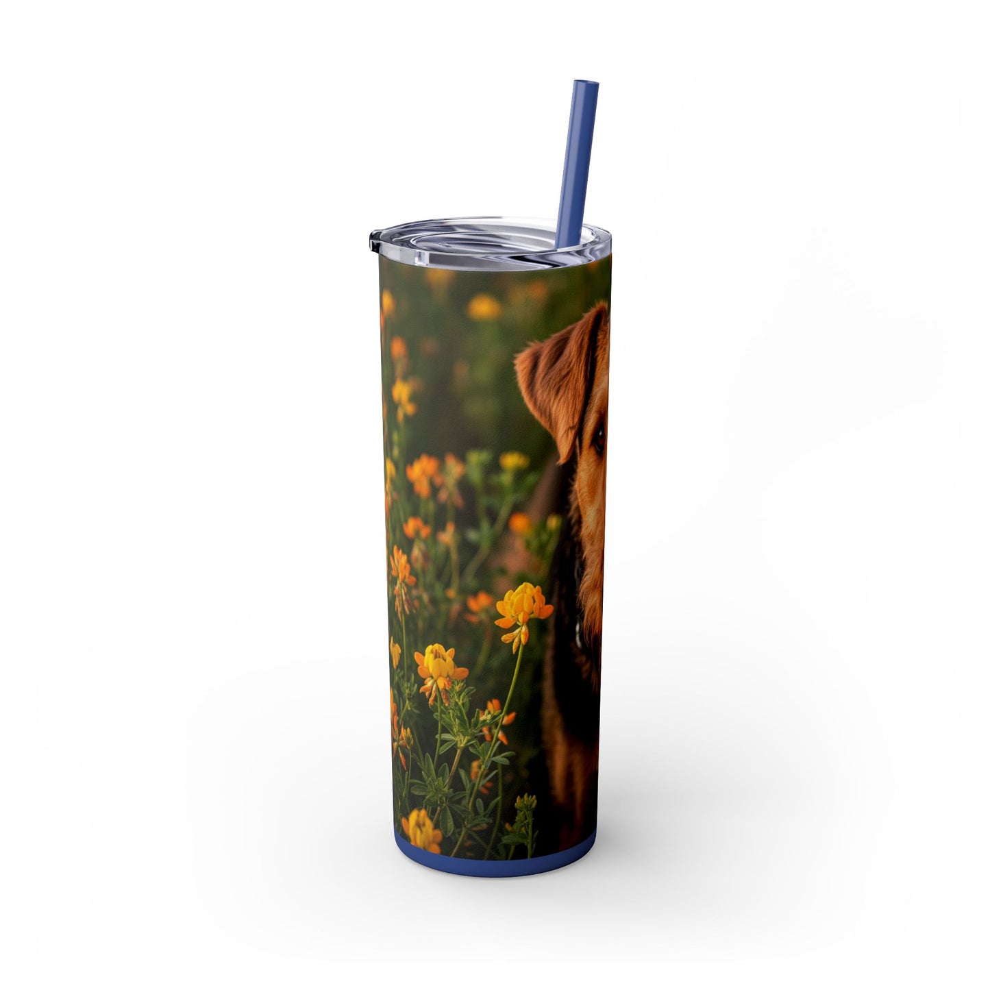 Airedale Terrier Skinny Tumbler with Straw, 20oz