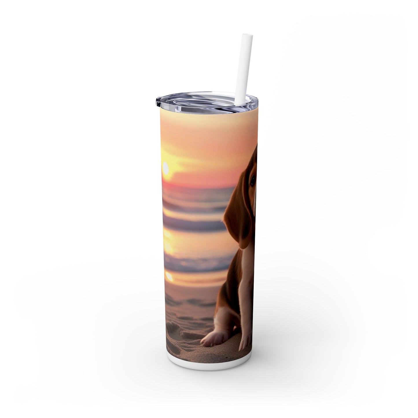 Beagle Love Skinny Tumbler with Straw, 20oz