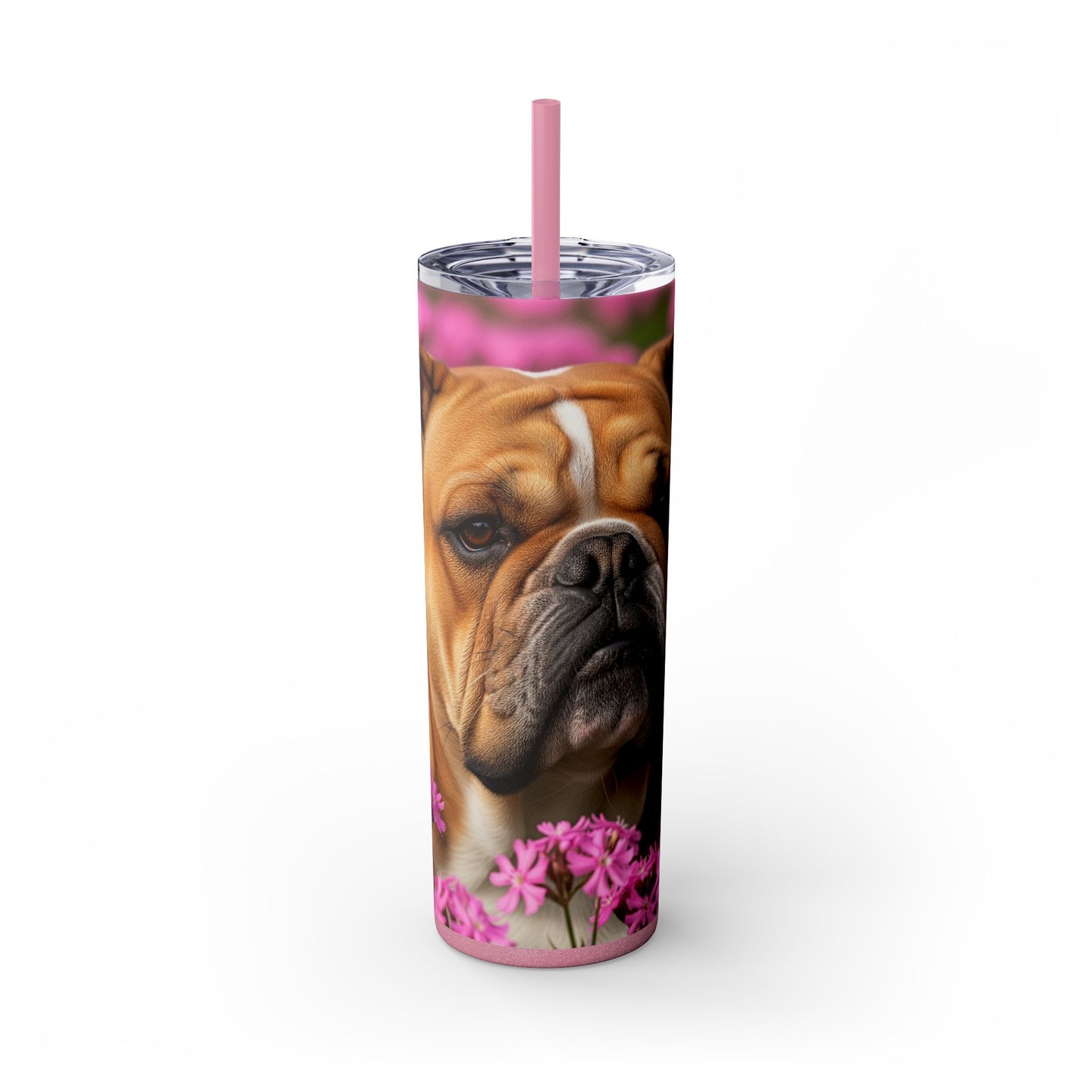 Bulldog Skinny Tumbler with Straw, 20oz
