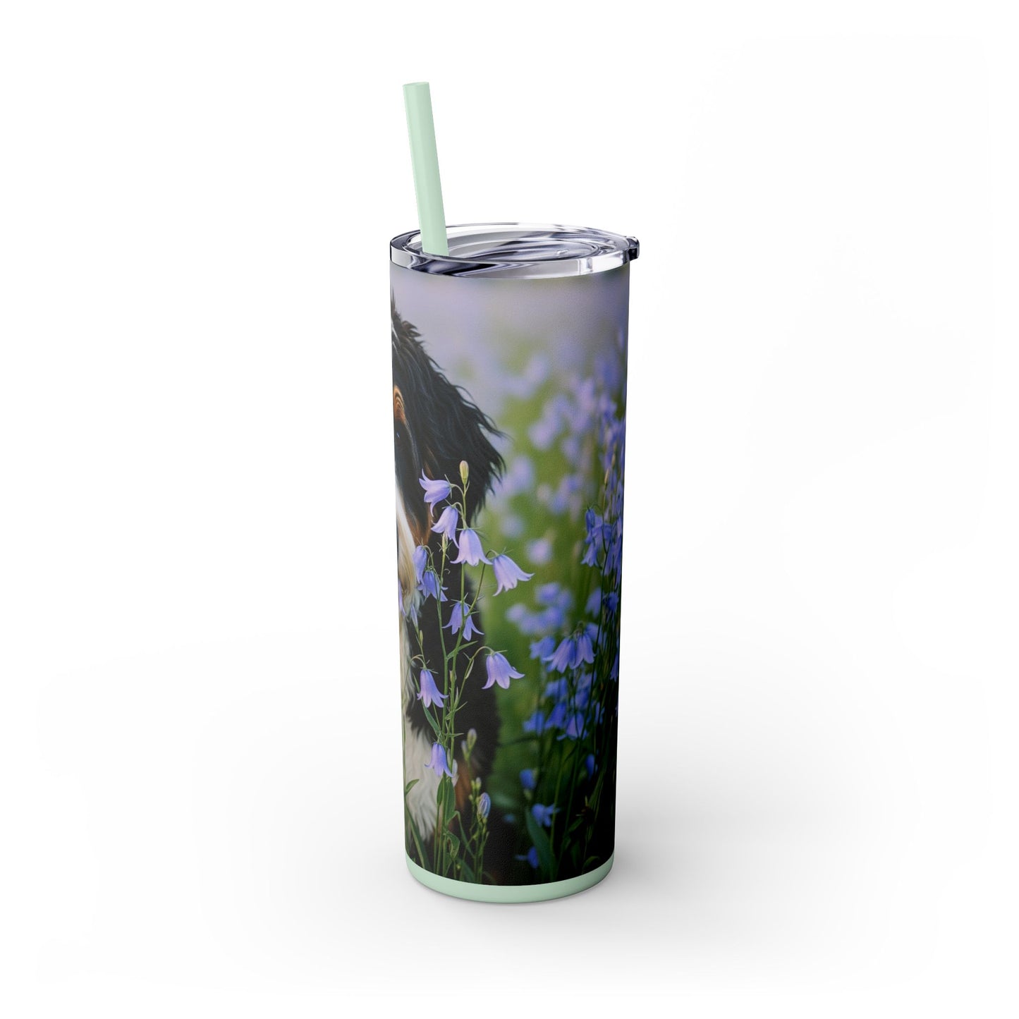 Bernedoodle Skinny Tumbler with Straw, 20oz