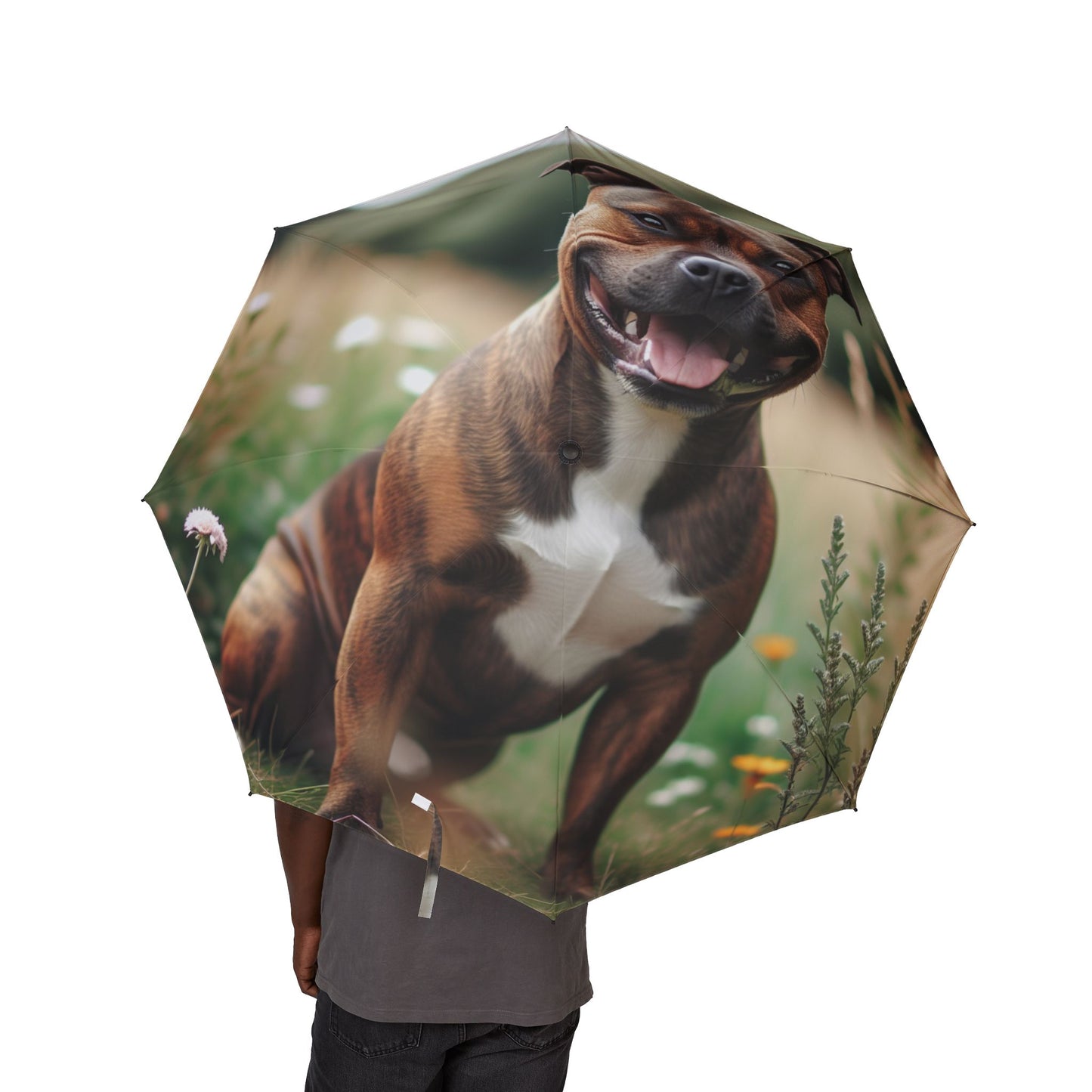 Staffordshire Bull Terrier Semi-Automatic Foldable Umbrella