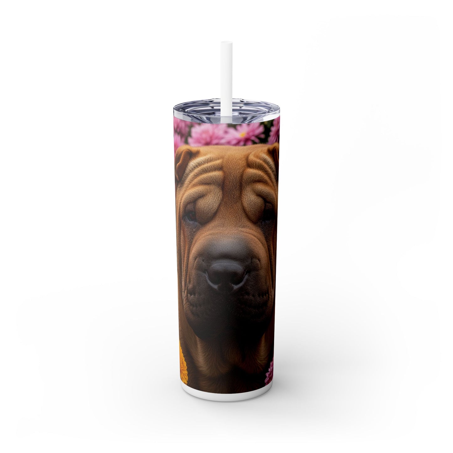 Shar-Pei Skinny Tumbler with Straw, 20oz
