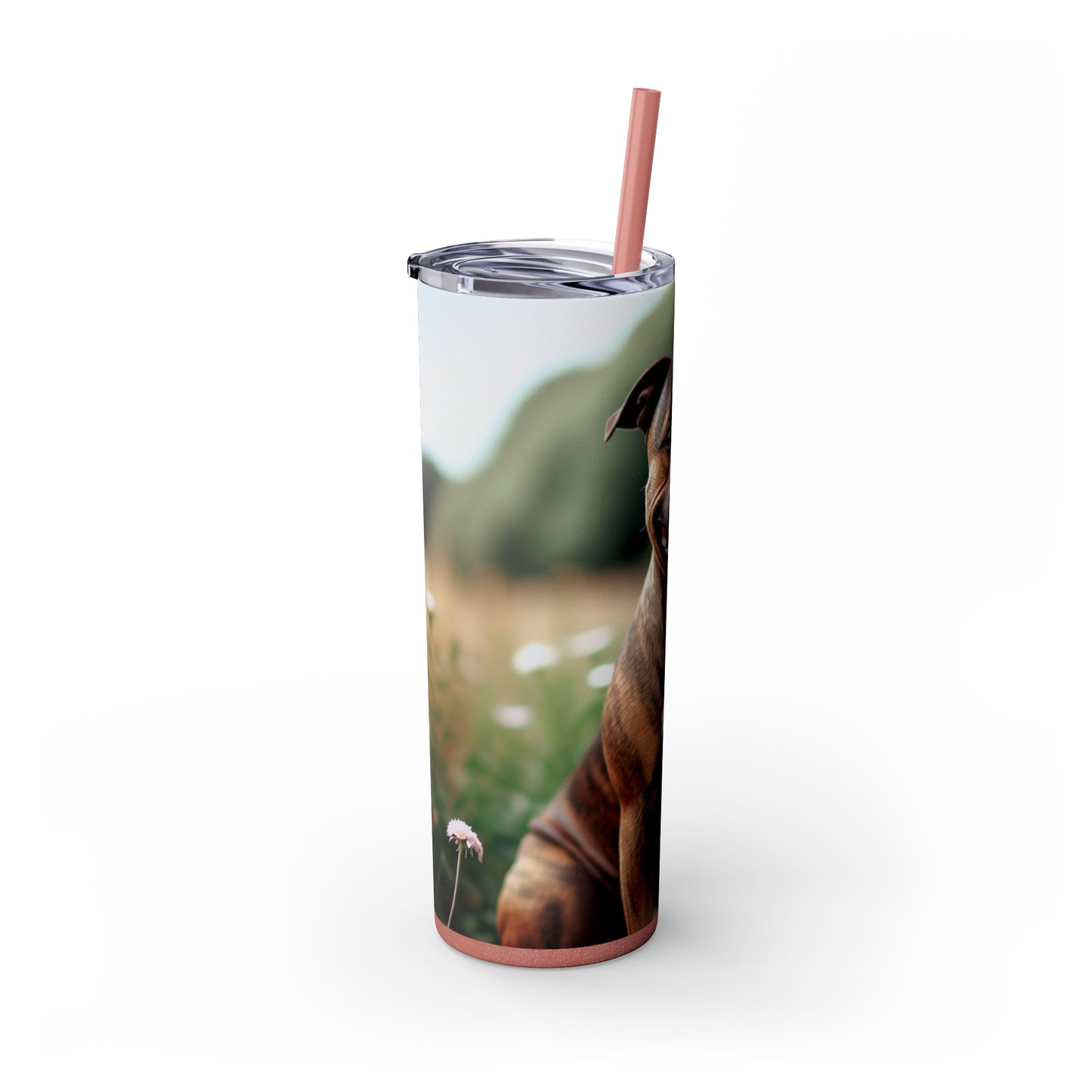 Staffordshire Bull Terrier Skinny Tumbler with Straw, 20oz