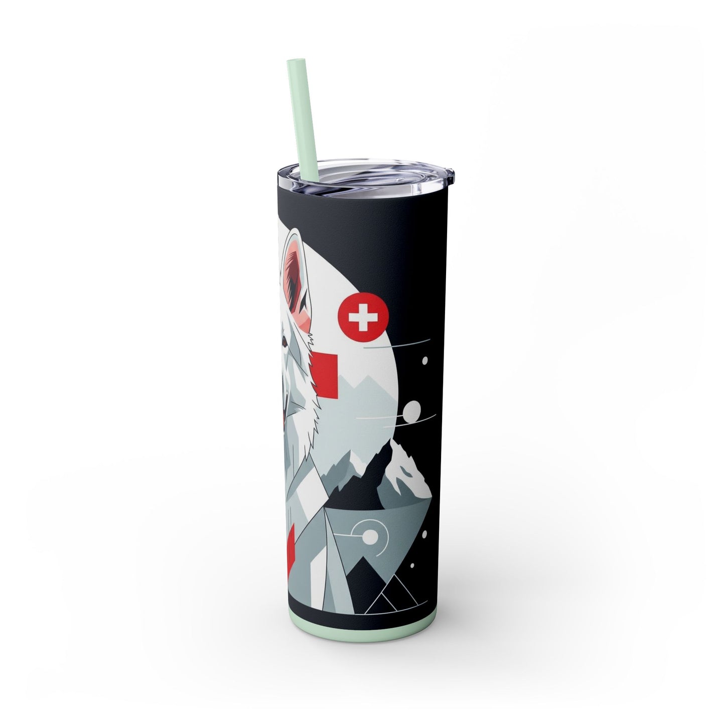 White Swiss Shepherd Dog Skinny Tumbler with Straw, 20oz