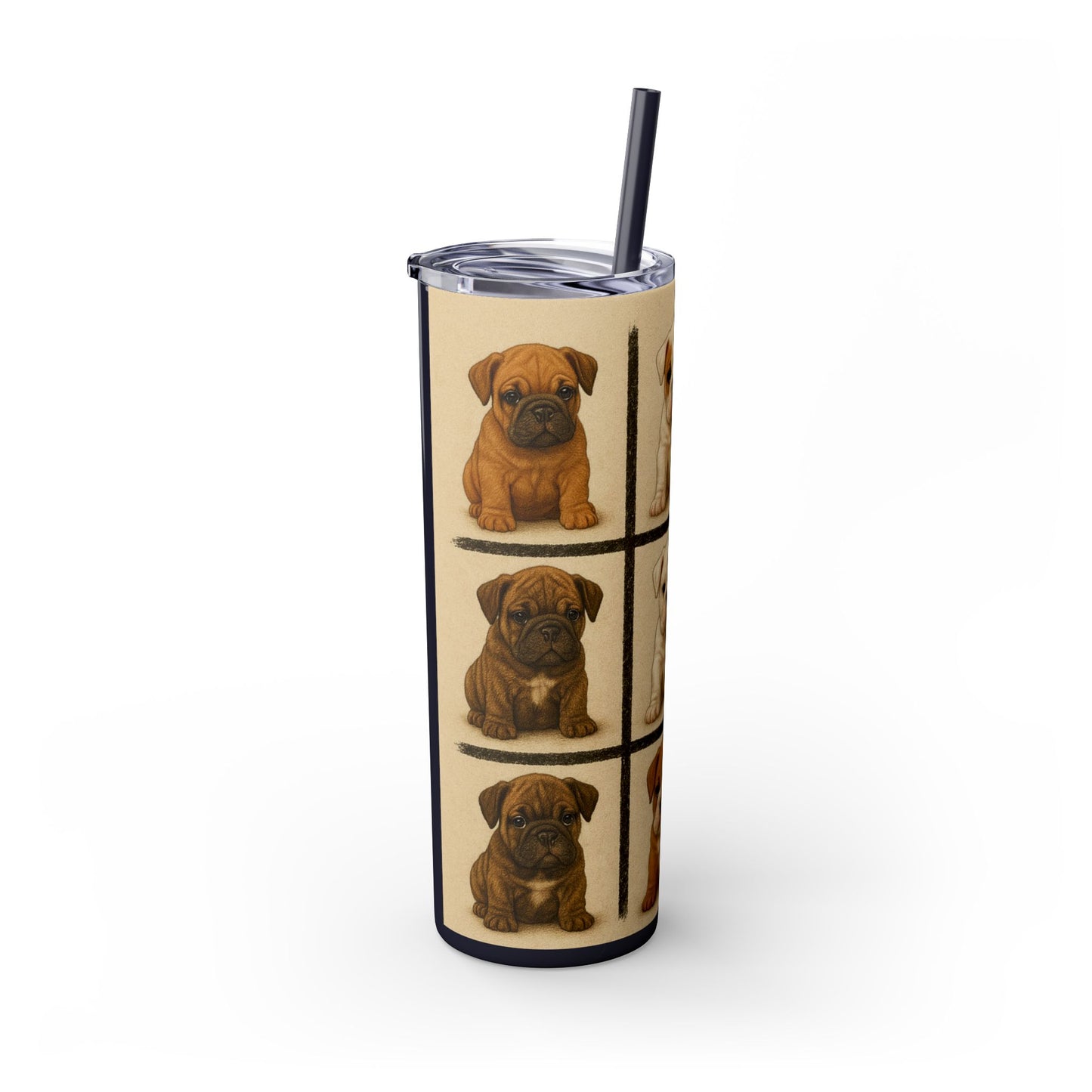 Bulldog puppies Tumbler with Straw, 20oz