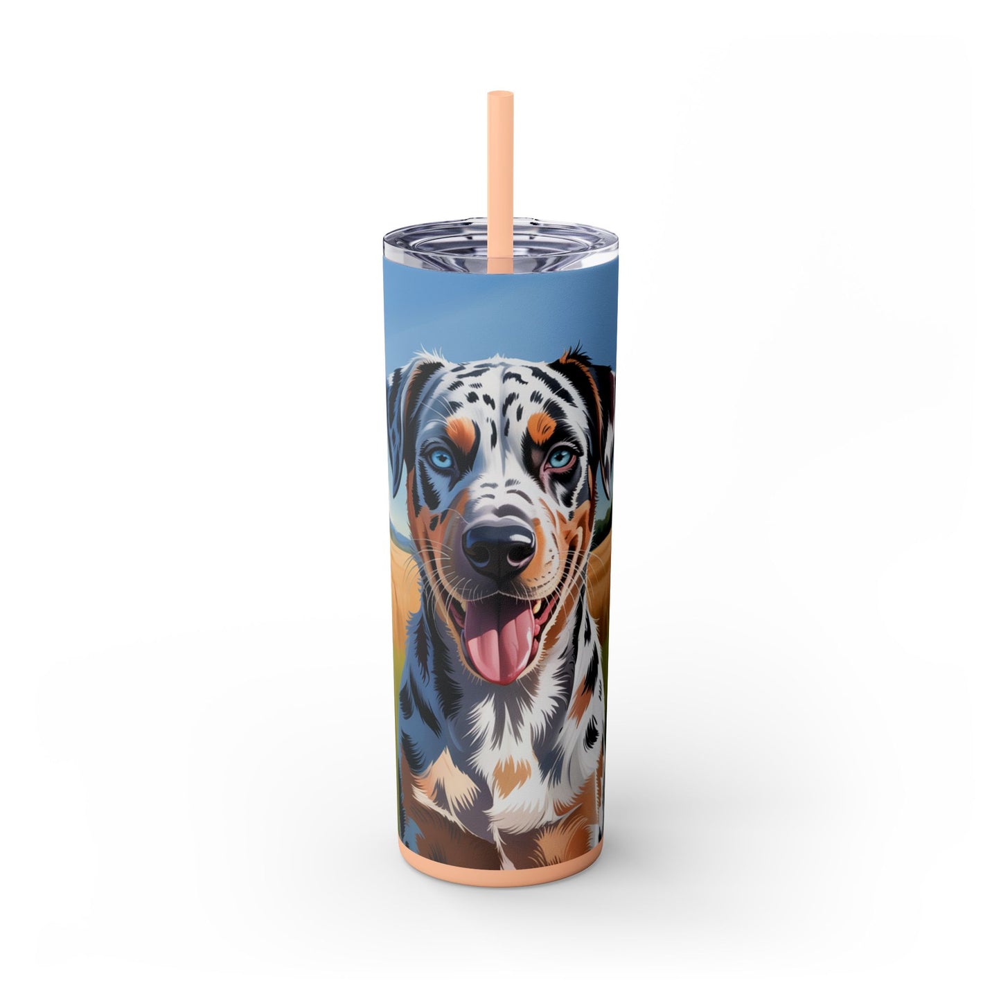 Catahoula Leopard Dog Skinny Tumbler with Straw, 20oz