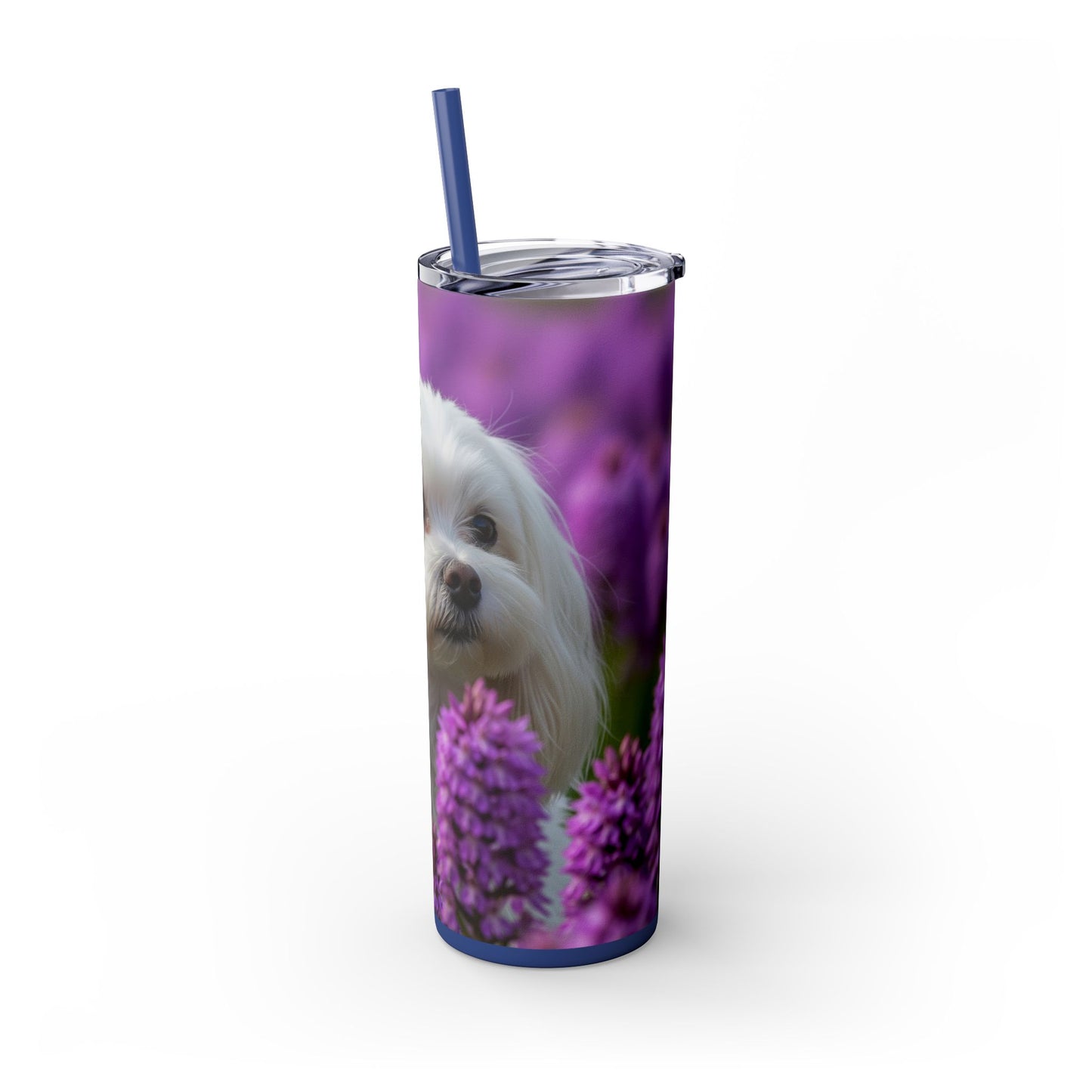 Maltese Skinny Tumbler with Straw, 20oz