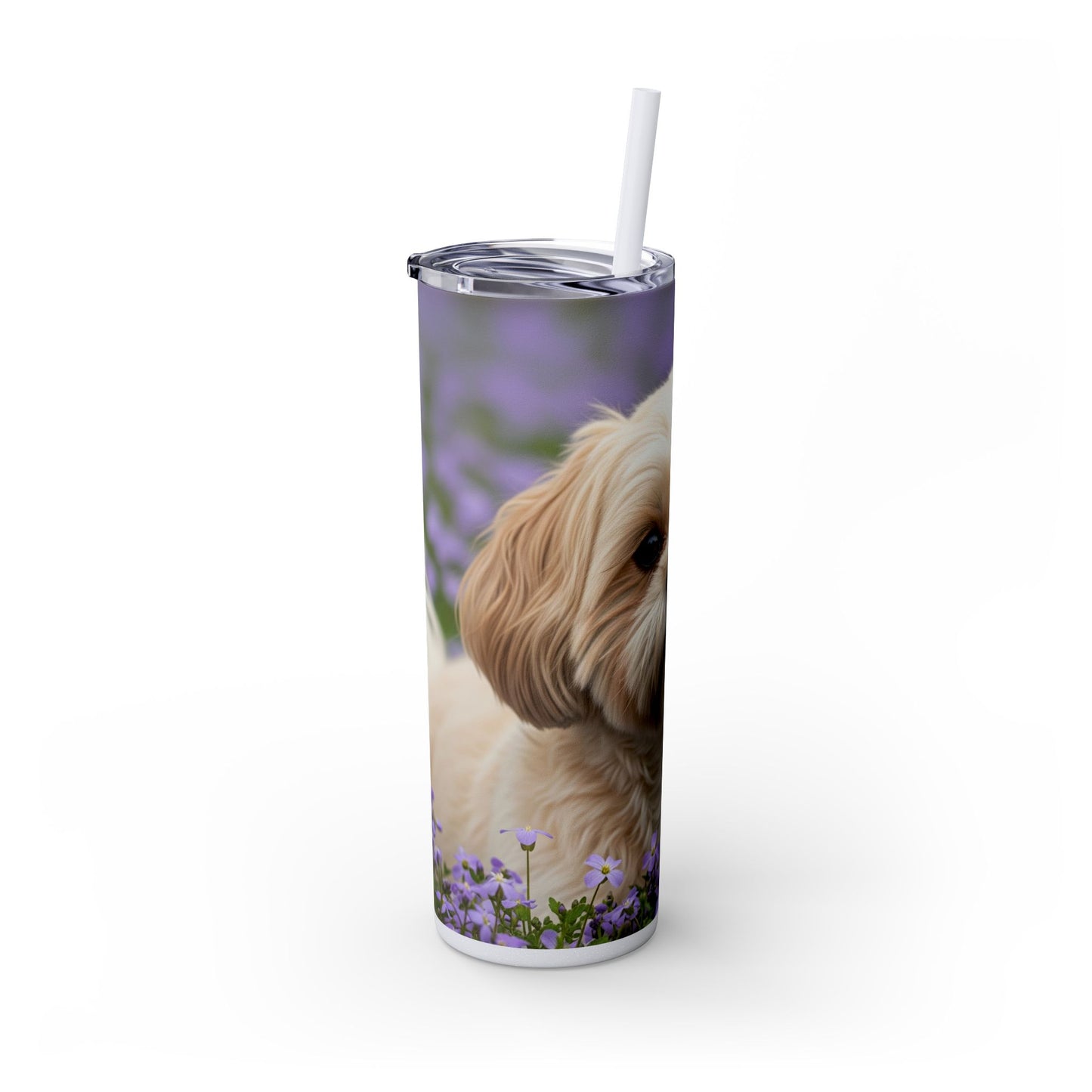 Shih-poo Skinny Tumbler with Straw, 20oz