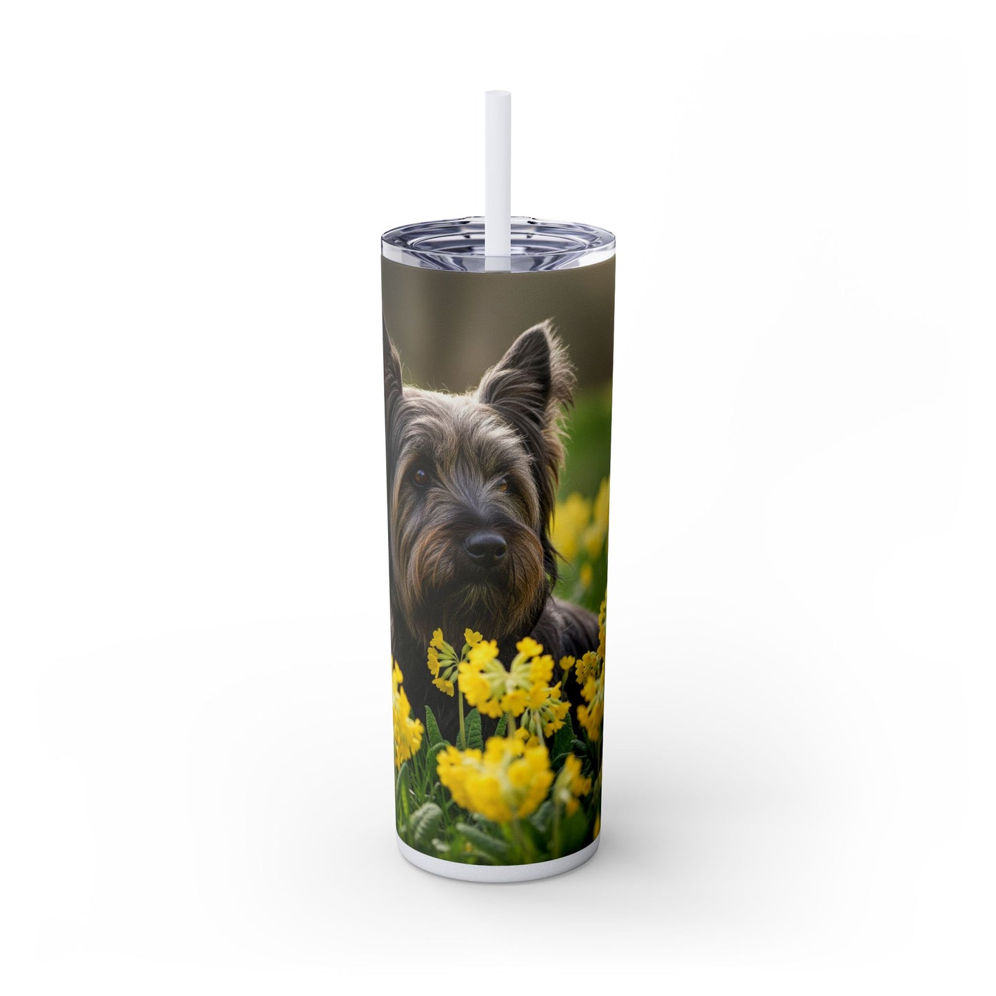 Skye Terrier Skinny Tumbler with Straw, 20oz