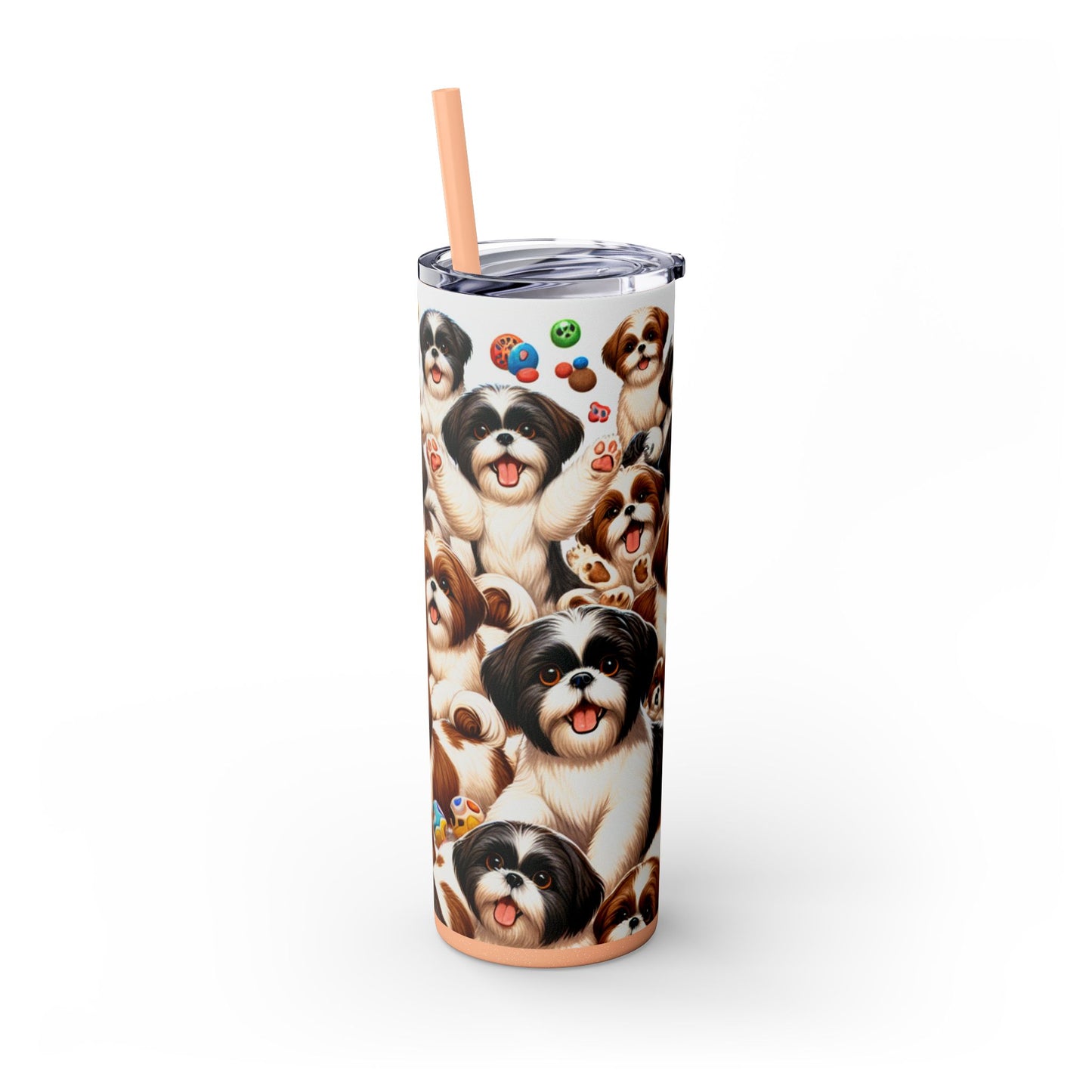 Shih Tzu Skinny Tumbler with Straw, 20oz