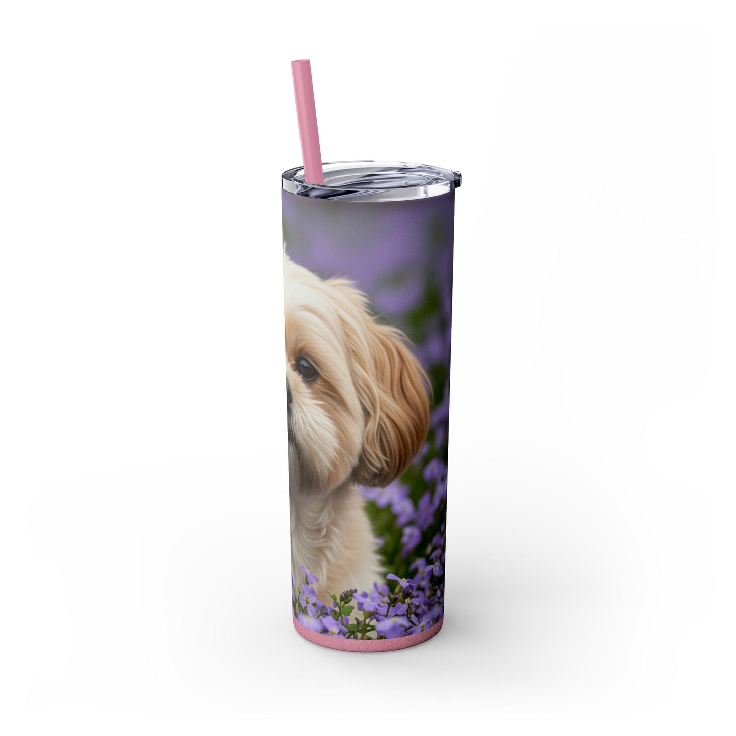 Shih-poo Skinny Tumbler with Straw, 20oz