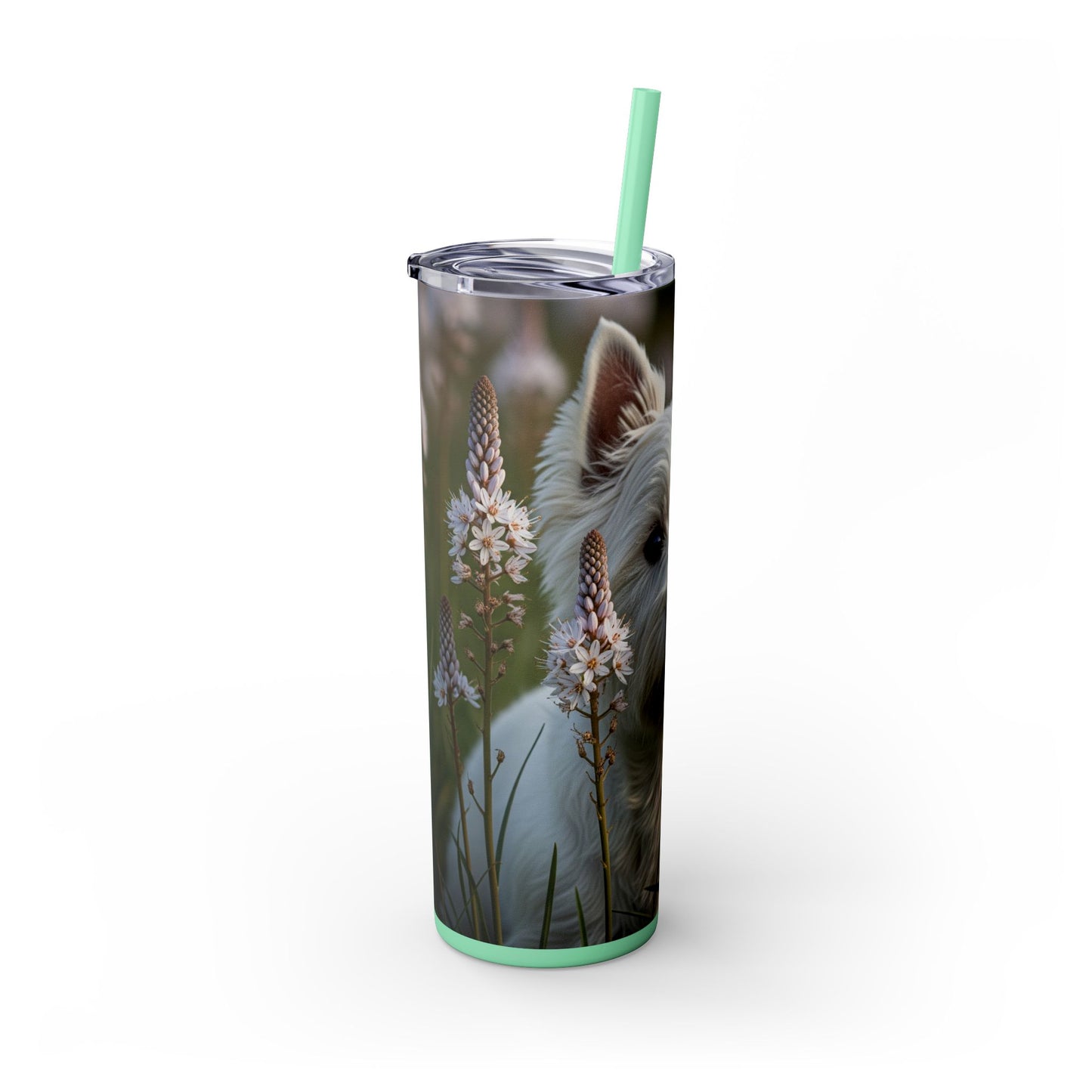 West Highland White Terrier Skinny Tumbler with Straw, 20oz