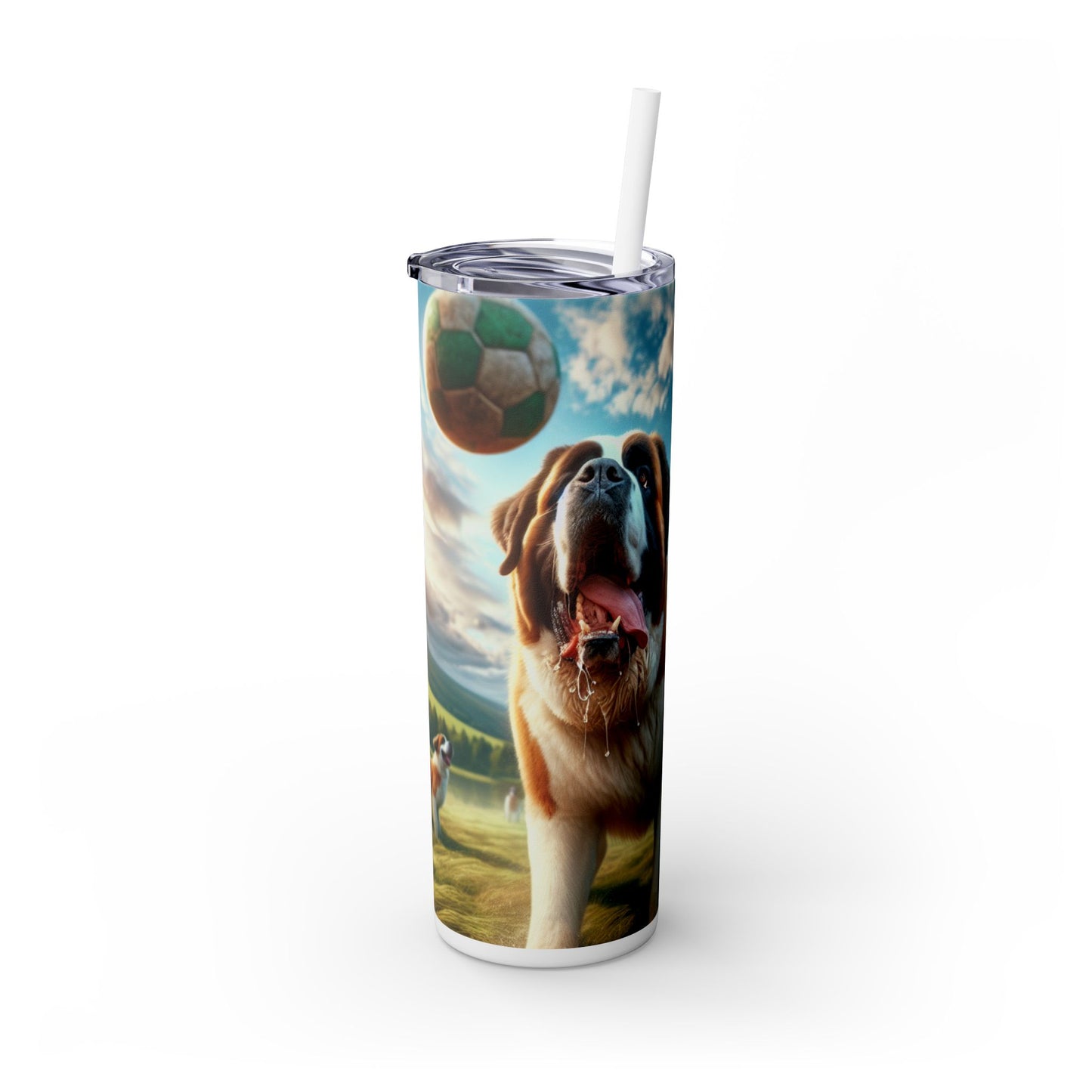 Saint Bernard Skinny Tumbler with Straw, 20oz